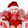 Theo is registered to the contest to win money with this photo: baby, child, smiling, christmas, holiday, festive, santa_hat, red_sweater, tinsel, candy_cane, cute, happy, celebration, seasonal, portrait, infant, cute_baby, holiday_decor, christmas_decor, cozy
