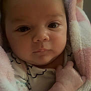 Madilynn joined the competition — help win amazing prizes! baby, infant, blanket, soft, cute, face, portrait, newborn, child, wrapped, pink, white, cozy, hand, expression, gaze, sleepwear, cuddly, skin, young
