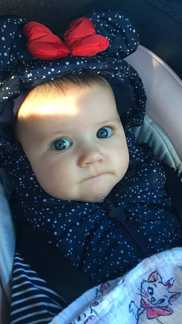 Mayway participe au concours pour gagner de l'argent avec cette photo : azure, baby, baby_toddler_clothing, blue, cheek, chin, dress, eyebrow, flash_photography, human_body, iris, lip, nose, organ, outerwear, person, product, skin, sleeve, textile