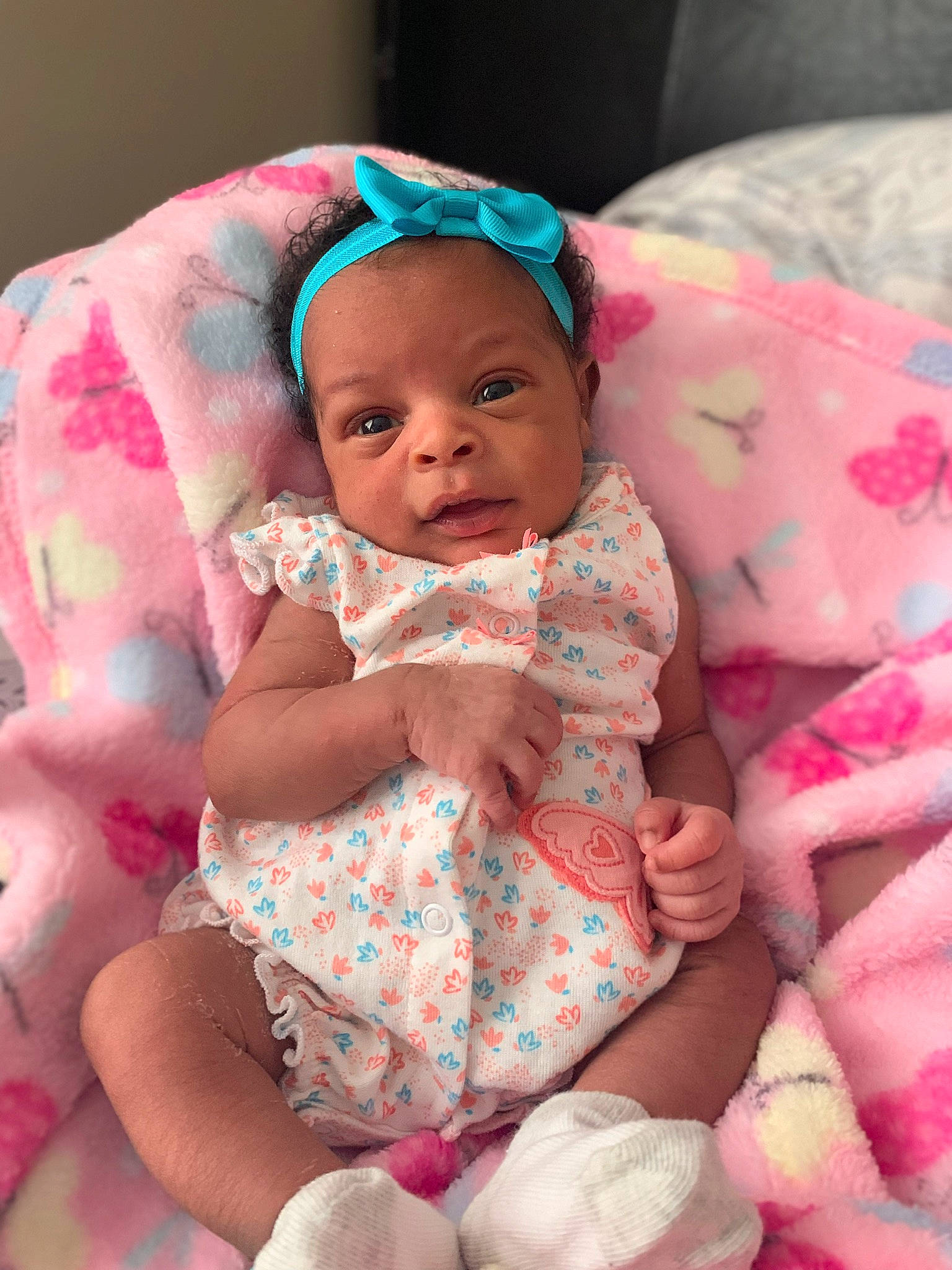 Maliah joined the competition — help win amazing prizes! baby, baby_products, baby_toddler_clothing, birth, cheek, child, linens, nap_mat, person, pink, skin, smile, textile, toddler