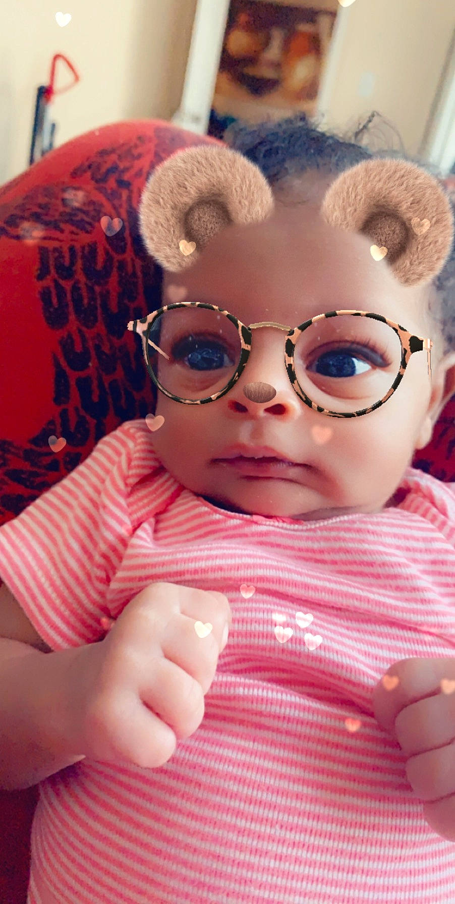Maliah joined the competition — help win amazing prizes! baby, cheek, child, cool, ear, eye, eyewear, face, glasses, head, lip, nose, person, pink, skin, smile, toddler, vision_care