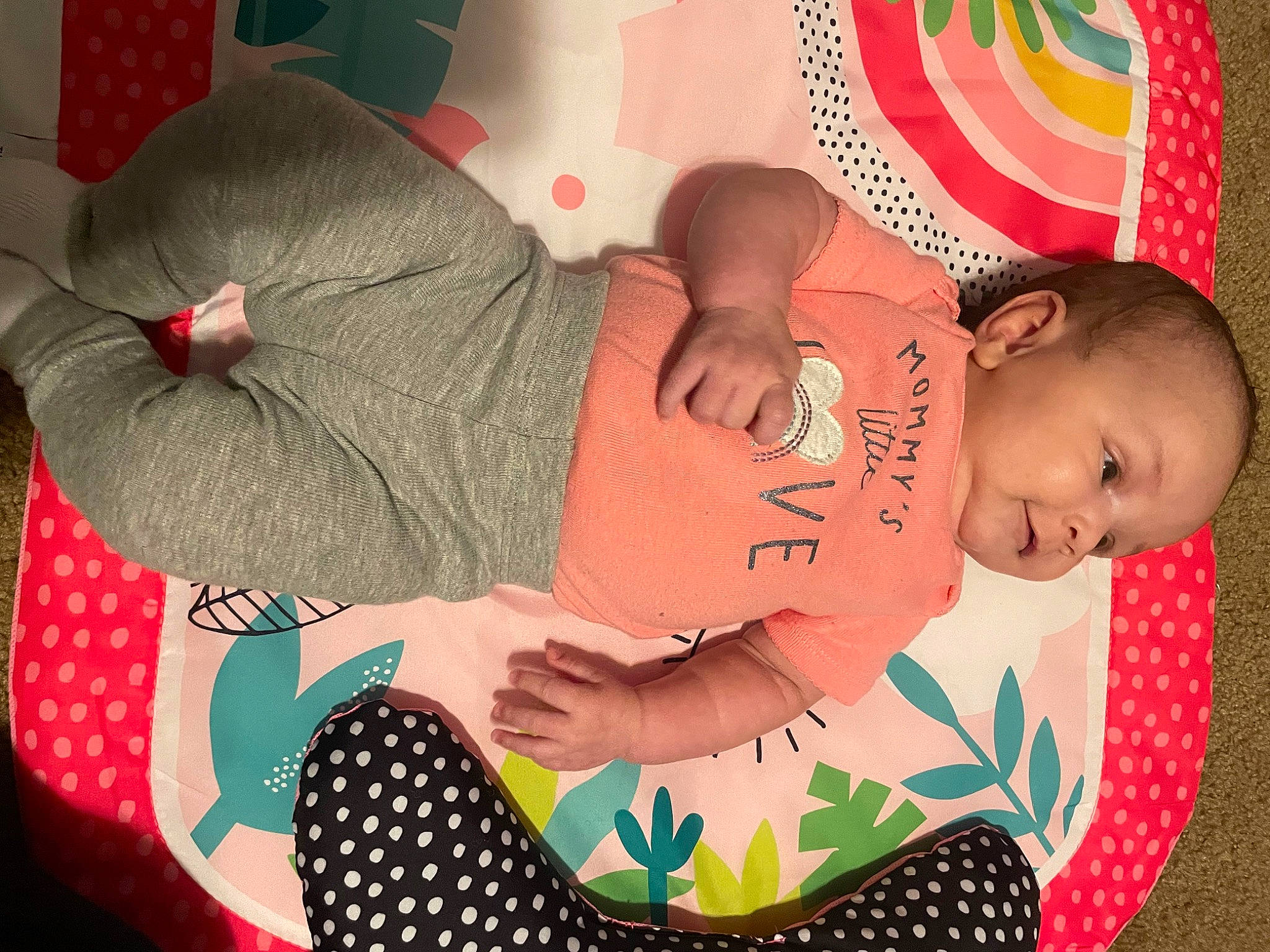 Azalea joined the competition — help win amazing prizes! abdomen, baby, baby_toddler_clothing, chest, child, comfort, facial_expression, finger, fun, hairstyle, hand, happy, human_body, mouth, pattern, person, pink, room, thigh, toddler