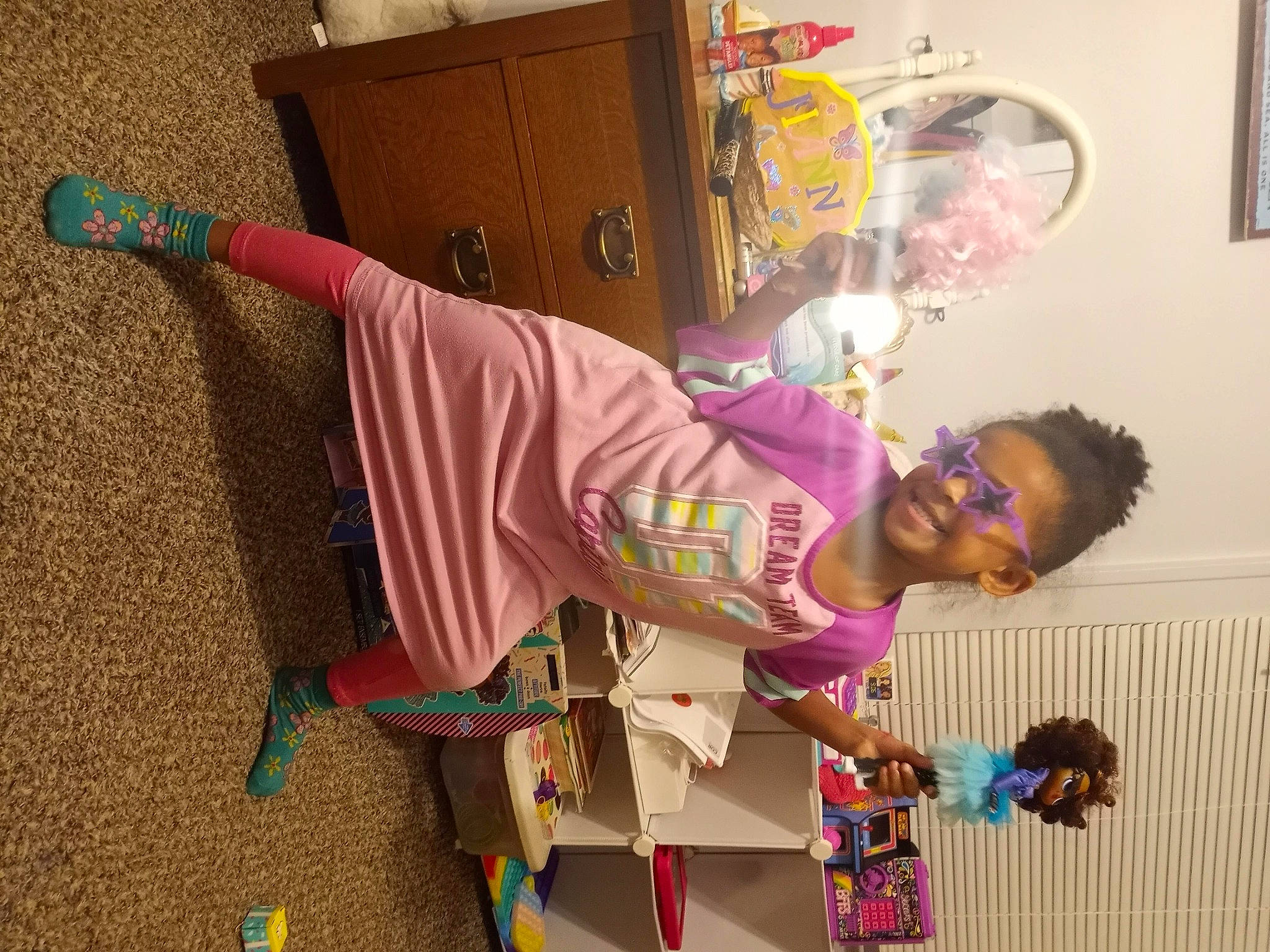 Jianna joined the competition — help win amazing prizes! child, door, event, eyewear, fashion_design, flooring, fun, happy, joy, leisure, magenta, party, person, picture_frame, play, purple, room, smile, t_shirt, toy