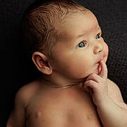 Gunner joined the competition — help win amazing prizes! baby, infant, child, face, skin, hand, finger, eyes, ear, portrait, expression, cute, newborn, thoughtful, looking, human, soft_light, background, closeup, naked