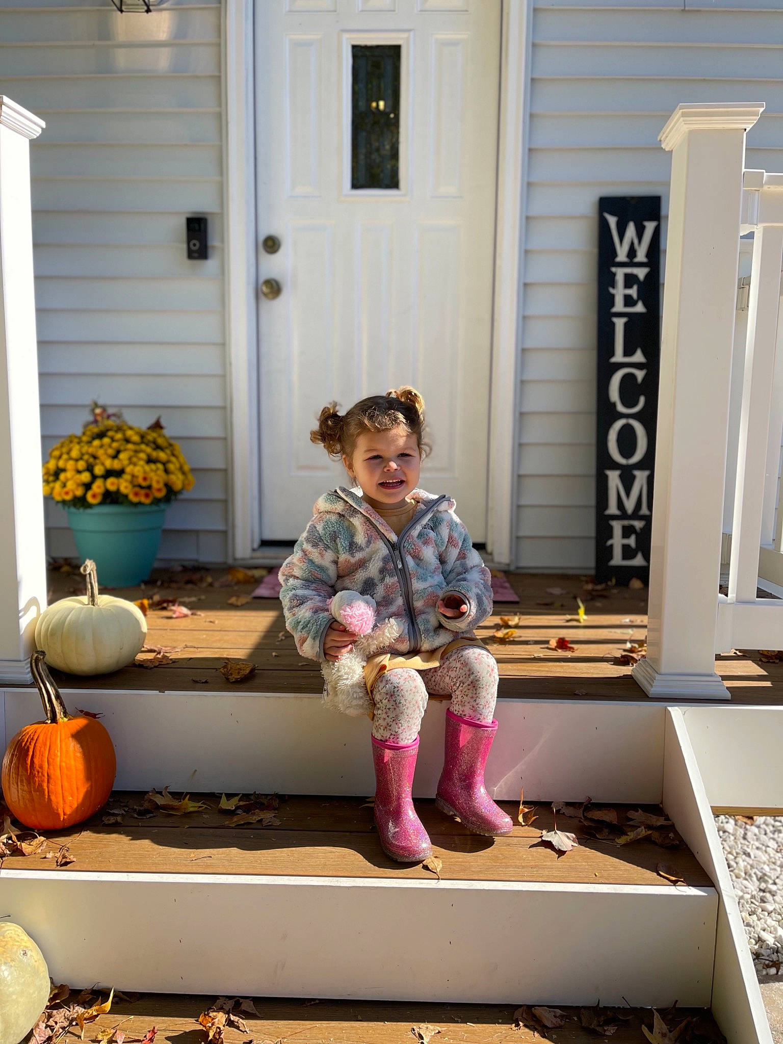 Sophia joined the competition — help win amazing prizes! boot, calabaza, cucurbita, door, flooring, flowerpot, gourd, home, line, people, person, photograph, plant, pumpkin, snapshot, street_fashion, t_shirt, toddler, vegetable, winter_squash