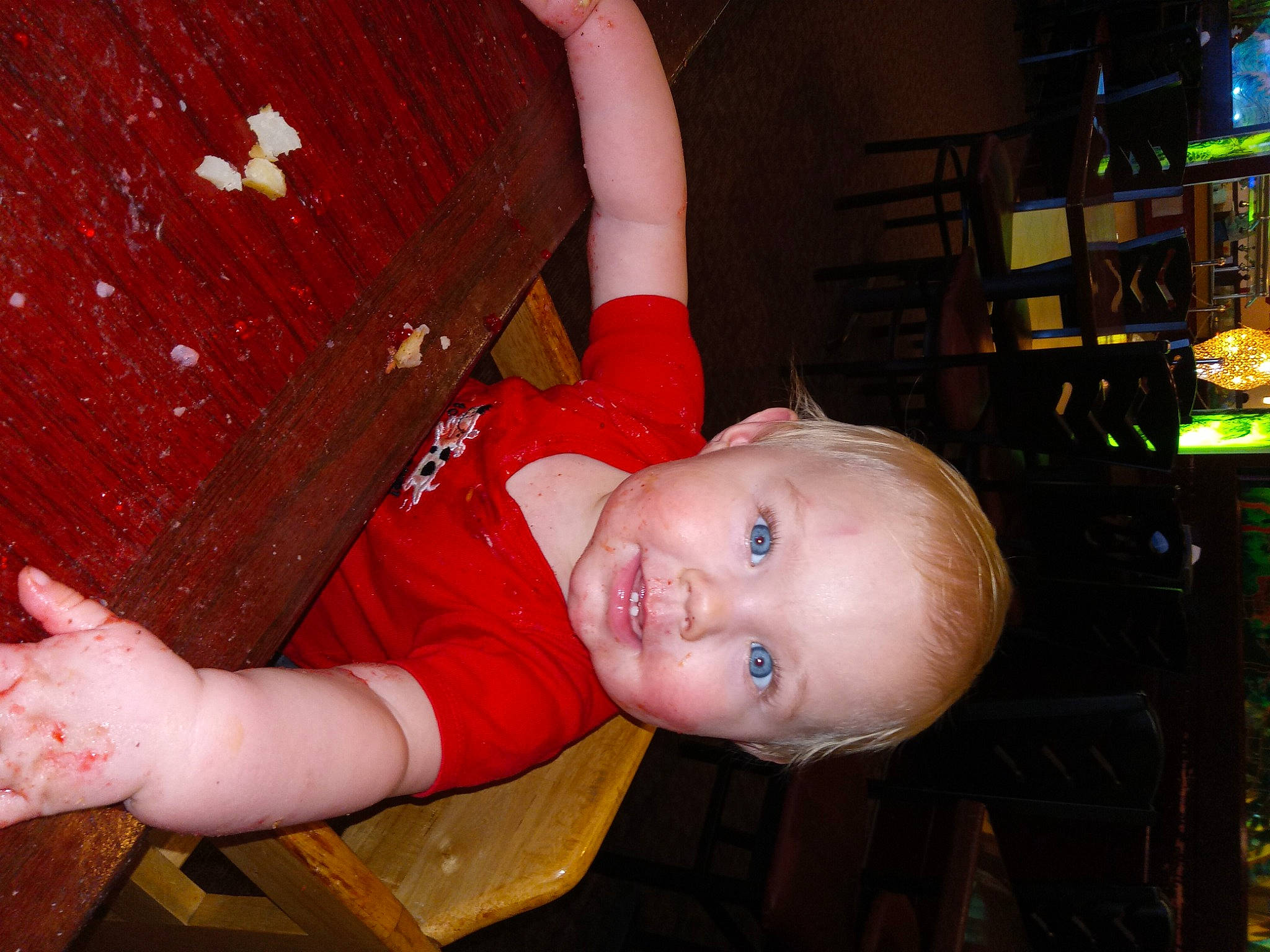 Felix is registered to the contest to win money with this photo: baby, baby_products, baby_toddler_clothing, cheek, child, elbow, finger, fun, happy, human_leg, lap, pattern, person, plaid, room, sitting, smile, tartan, thumb, toddler