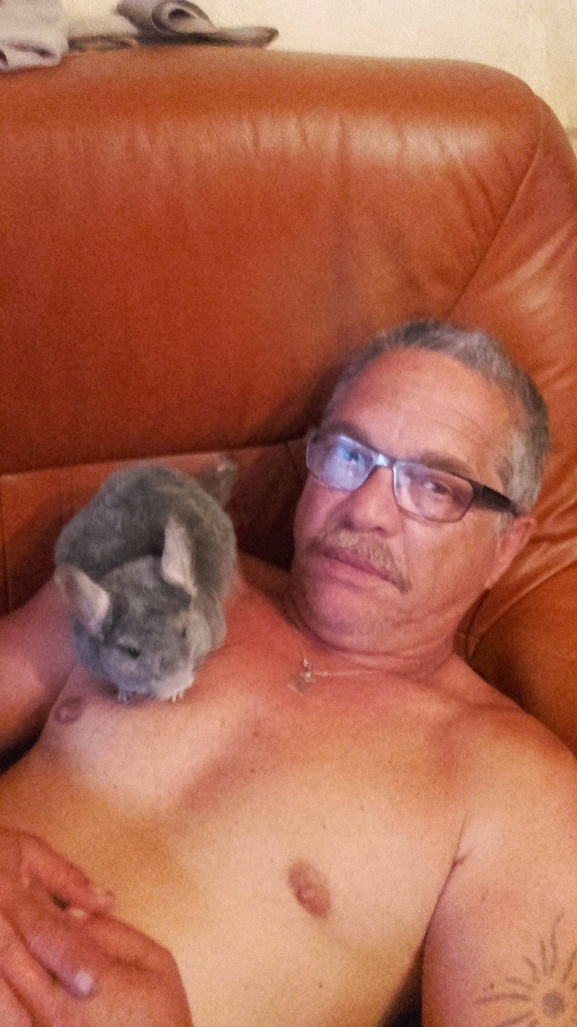 Oscar participe au concours pour gagner de l'argent avec cette photo : barechestedness, chest, chest_hair, facial_hair, finger, mouth, muscle, person, snout