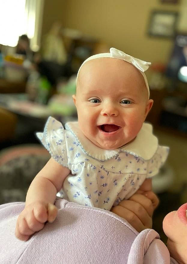 Raine joined the competition — help win amazing prizes! baby, baby_toddler_clothing, cheek, child, comfort, face, finger, fun, happy, head, joy, laugh, pattern, person, portrait_photography, room, sitting, skin, sleeve, smile