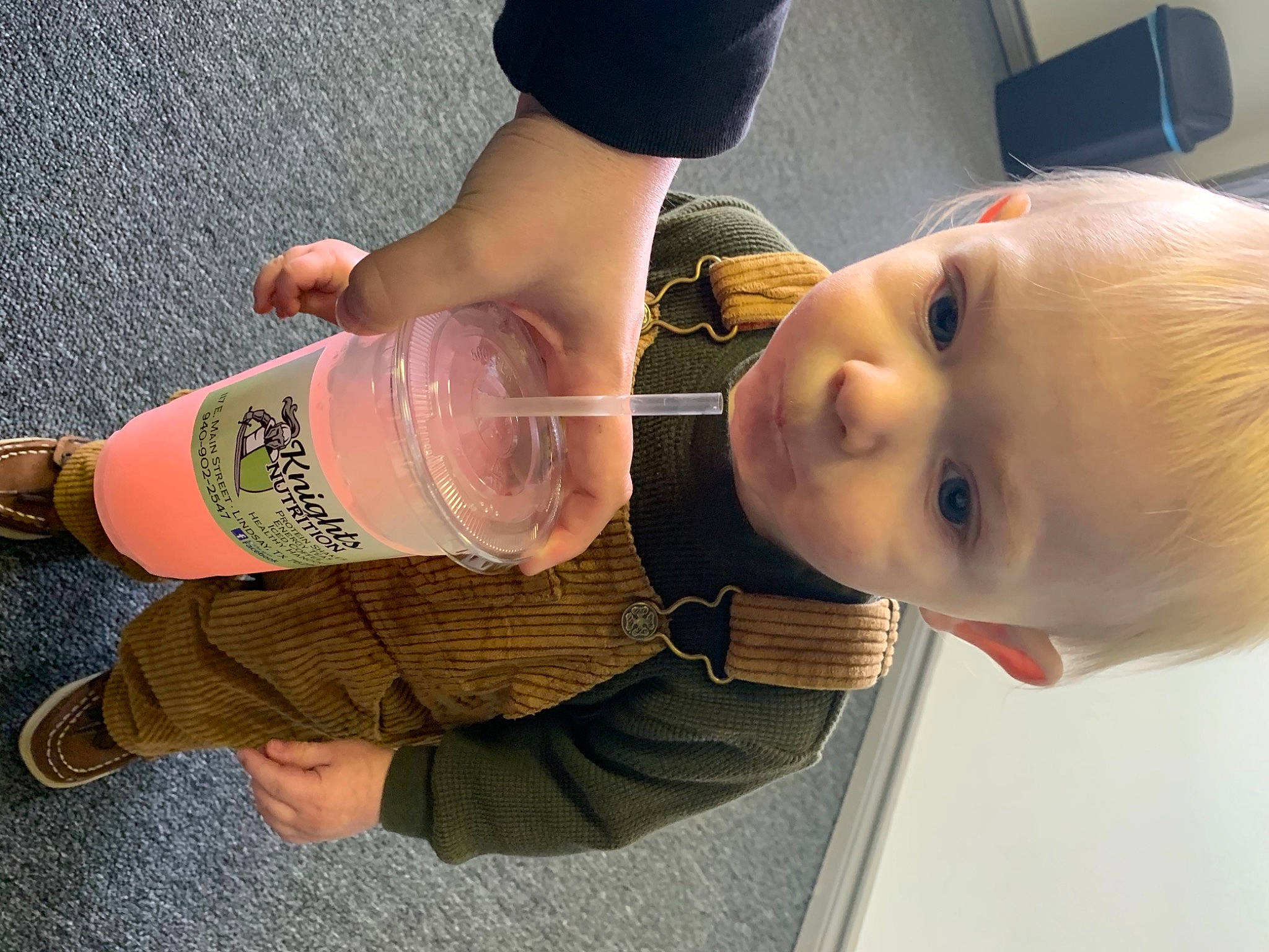 Graeson joined the competition — help win amazing prizes! bottle, child, drink, drinking, drinkware, elbow, eyelash, eyewear, finger, food, human_leg, joint, nail, person, plastic_bottle, skin, sleeve, thumb, toddler, water