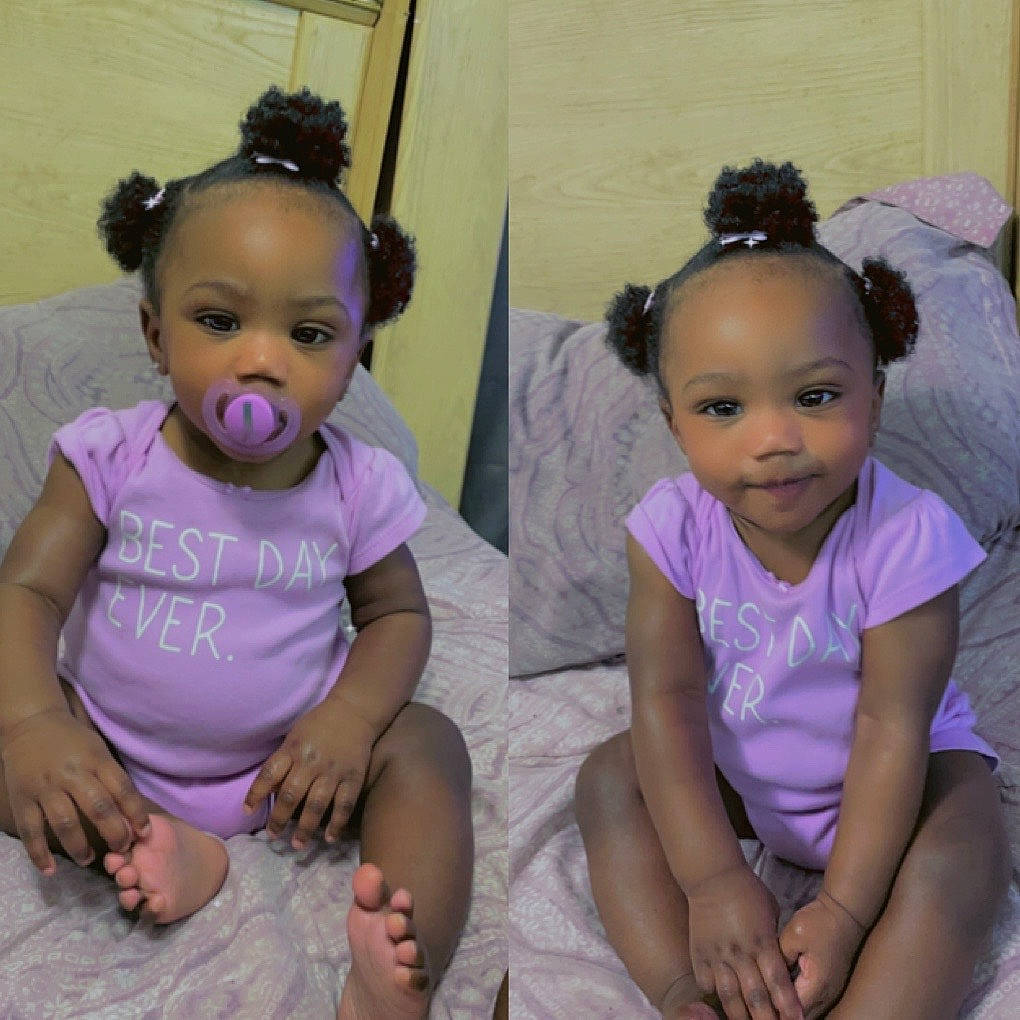 Jariyah is registered to the contest to win money with this photo: arm, baby_toddler_clothing, cheek, chin, clothing, ear, eyebrow, face, facial_expression, hair, happy, head, human_body, iris, mouth, neck, nose, person, purple, skin