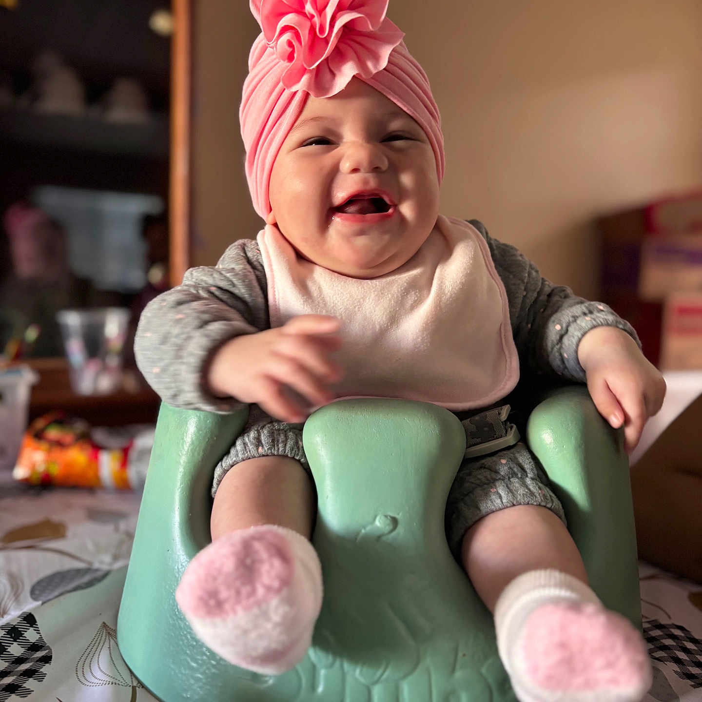 Ainise'Ofa joined the competition — help win amazing prizes! baby, bathroom, bodypart, clothing, cup, face, finger, hand, happy, hat, head, hosiery, indoors, person, photography, portrait, room, sitting, sock, toilet