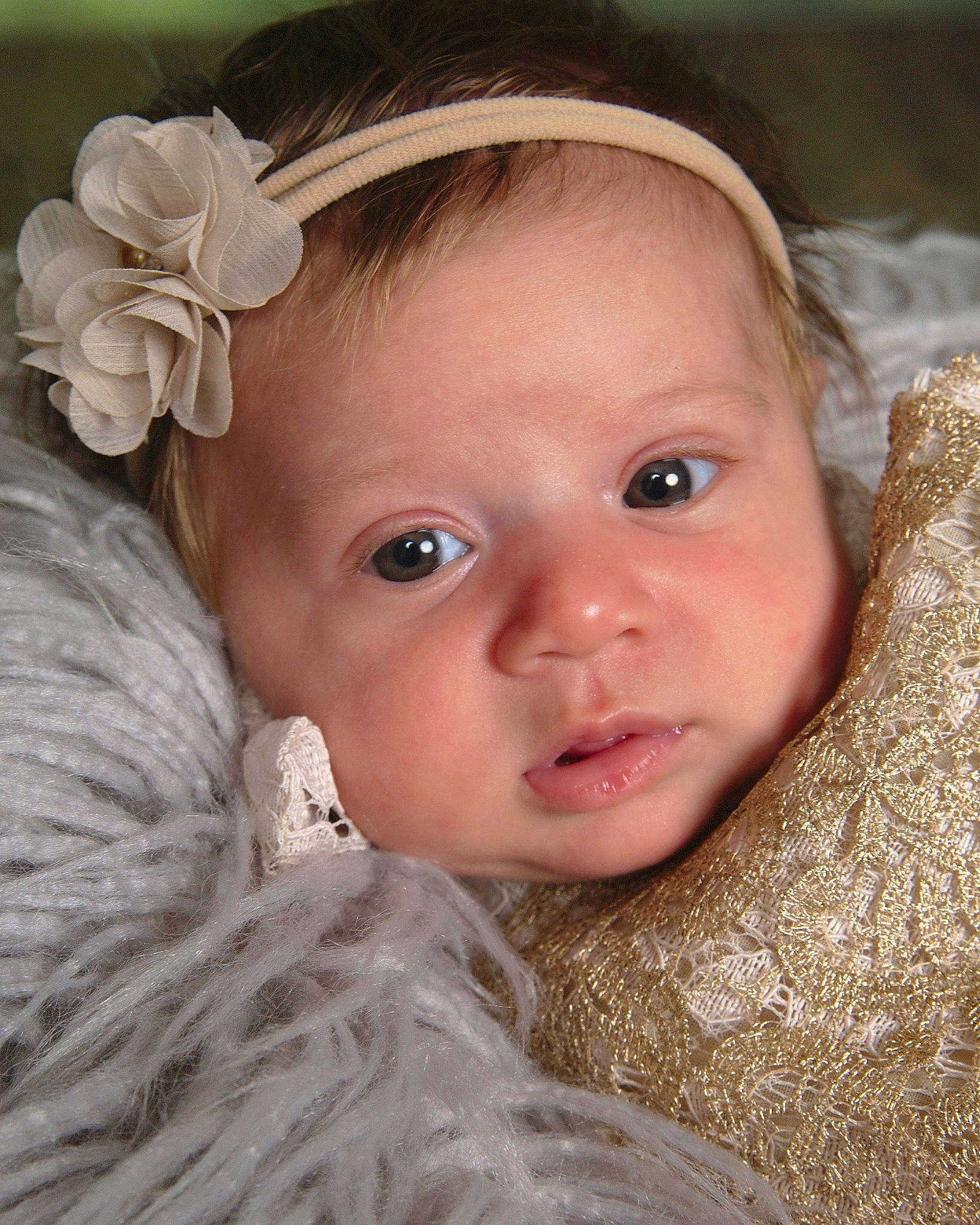 Caterina is registered to the contest to win money with this photo: baby, beauty, cheek, child, child_model, close_up, eye, eyebrow, face, fur, hair, hair_accessory, head, headband, headgear, iris, lip, nose, person, skin