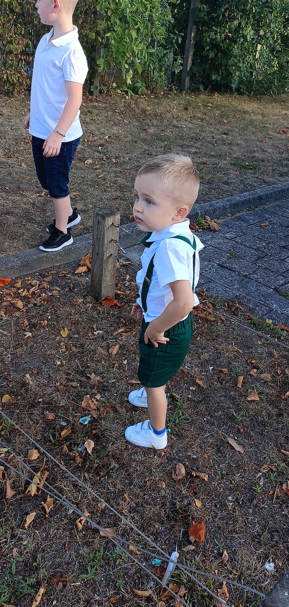 Lino a rejoint le concours — aidez-le/la à gagner de superbes lots ! asphalt, baby_toddler_clothing, child, electric_blue, footwear, fun, grass, human_leg, joint, landscape, leaf, leg, leisure, people_in_nature, person, shoe, shorts, sneakers, t_shirt, toddler