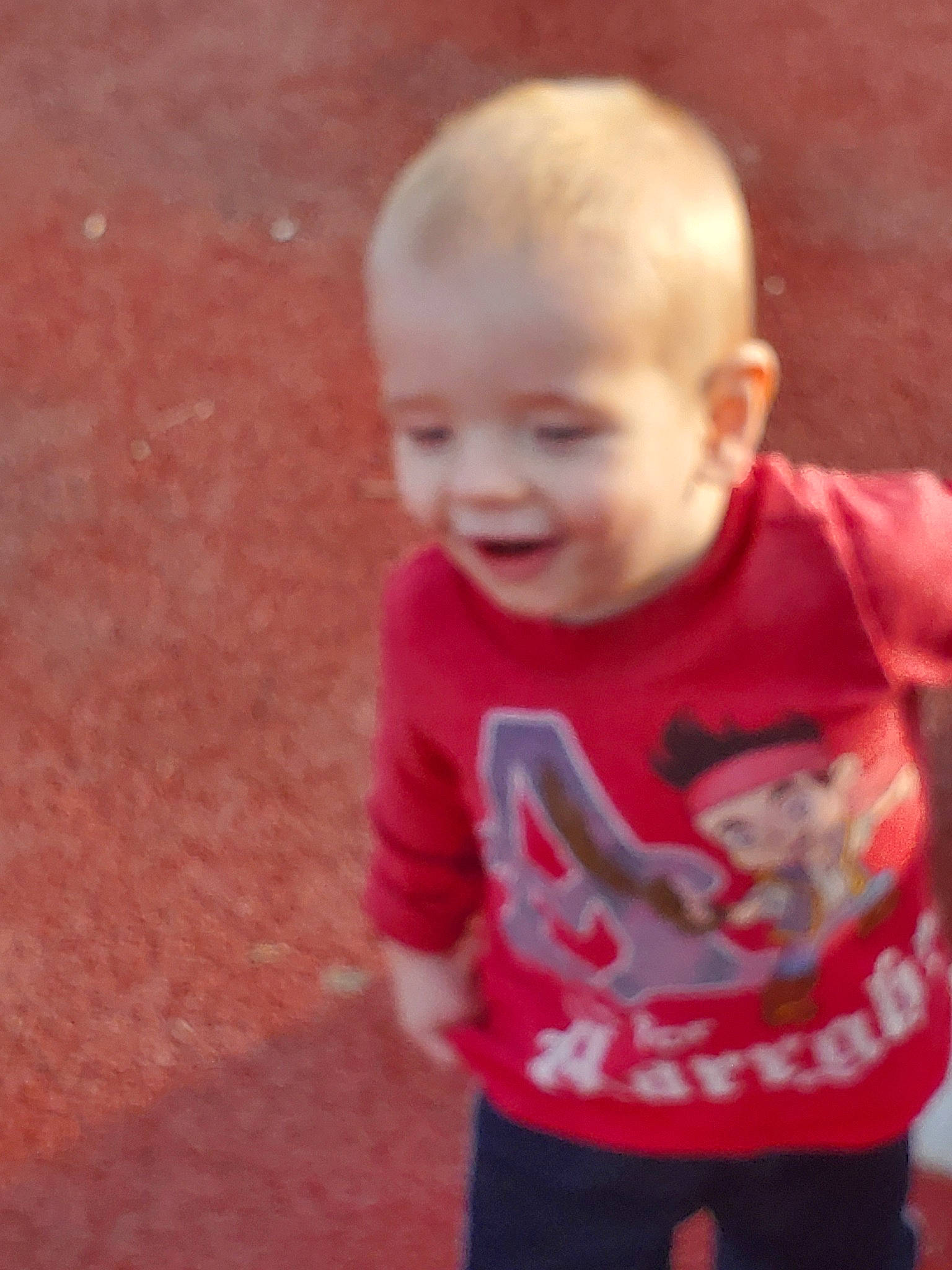 Dacoda joined the competition — help win amazing prizes! baby, cheek, child, chin, face, facial_expression, head, person, pink, play, red, skin, smile, standing, t_shirt, toddler