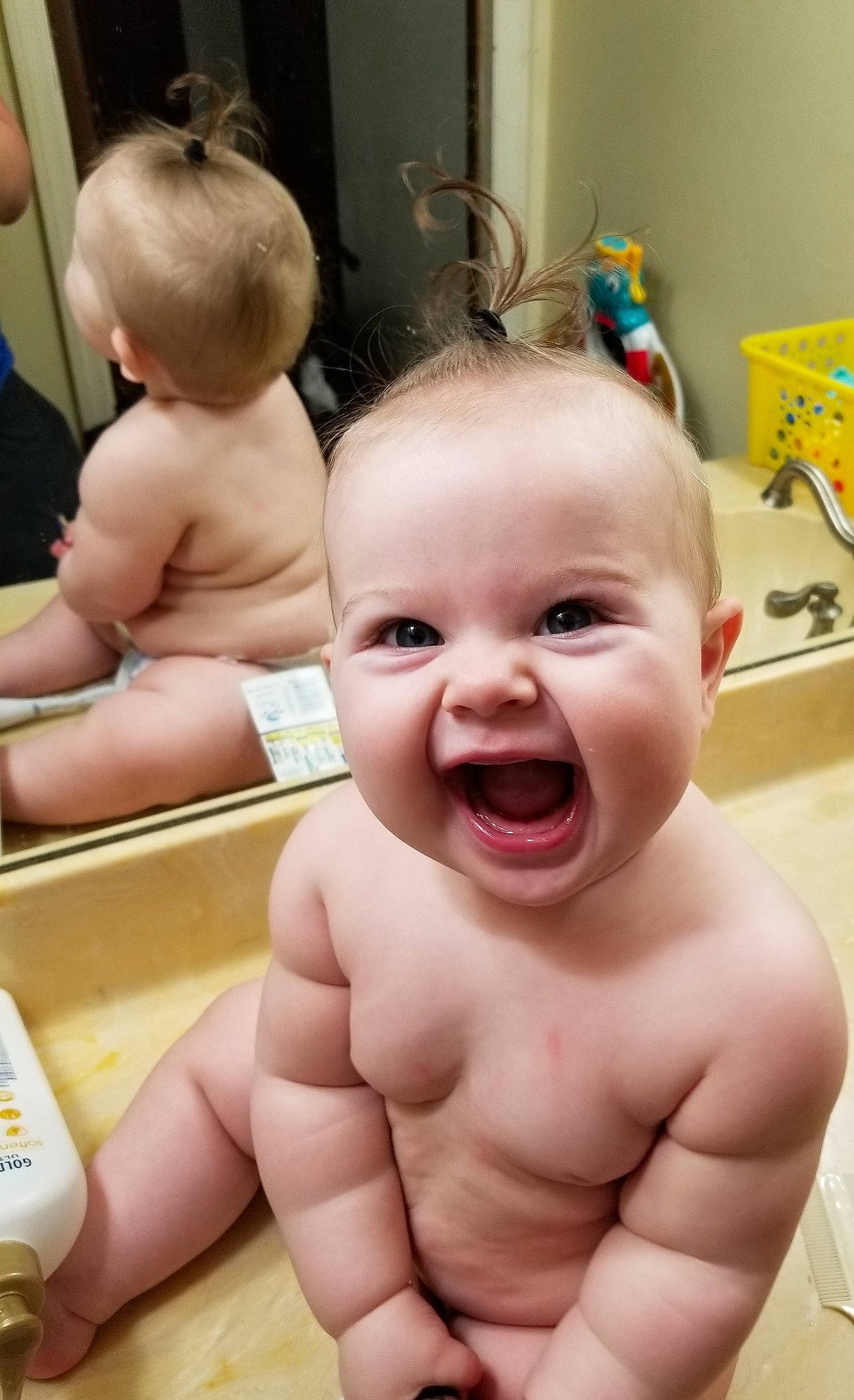 Adrienne joined the competition — help win amazing prizes! cheek, child, chin, finger, forehead, hand, infant, laughter, mouth, muscle, person, skin, smile, toddler