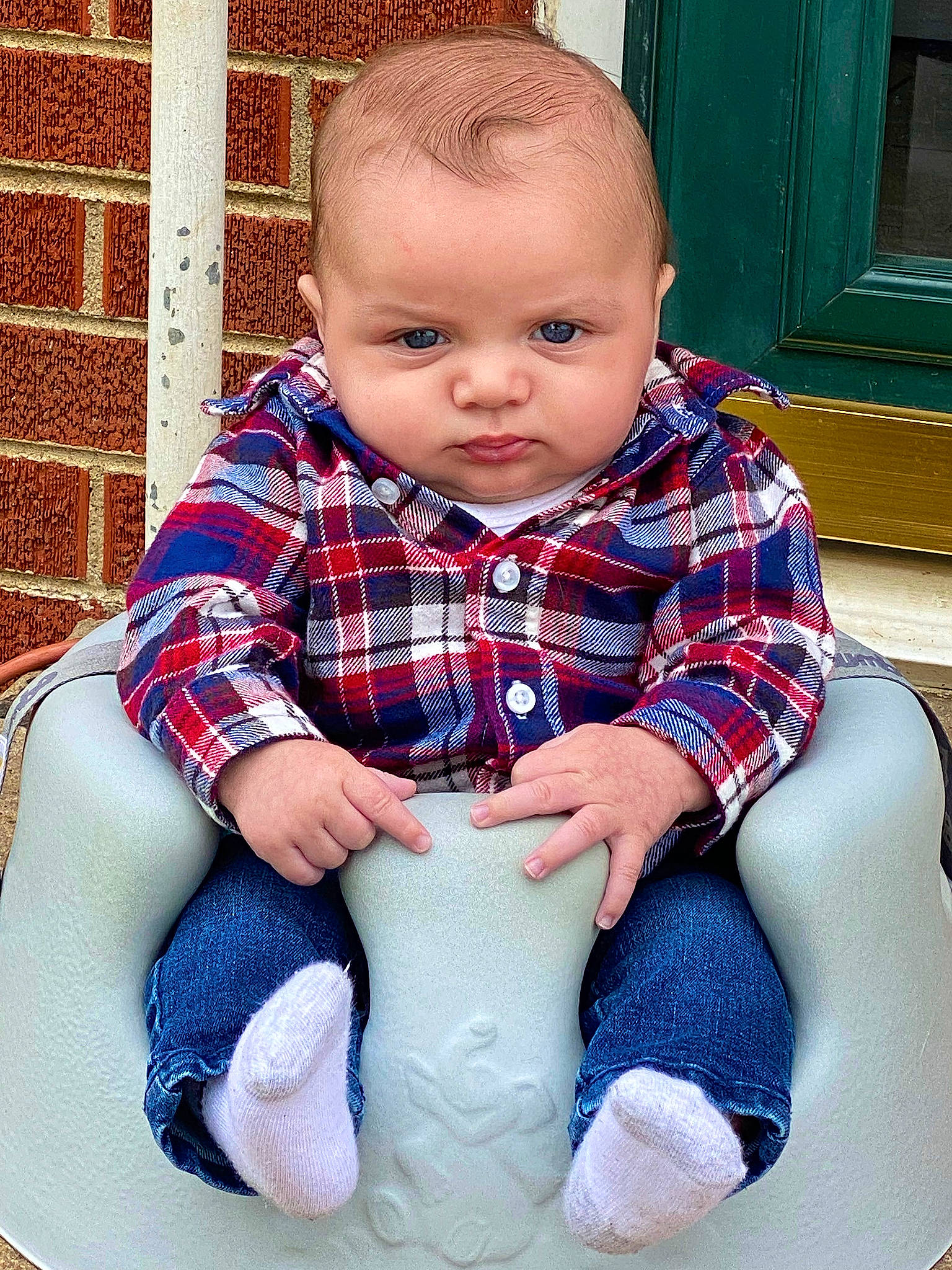Dayton joined the competition — help win amazing prizes! arm, baby, baby_toddler_clothing, cheek, chin, collar, comfort, electric_blue, eye, face, facial_expression, fun, hairstyle, head, human_body, leg, pattern, person, skin, sleeve