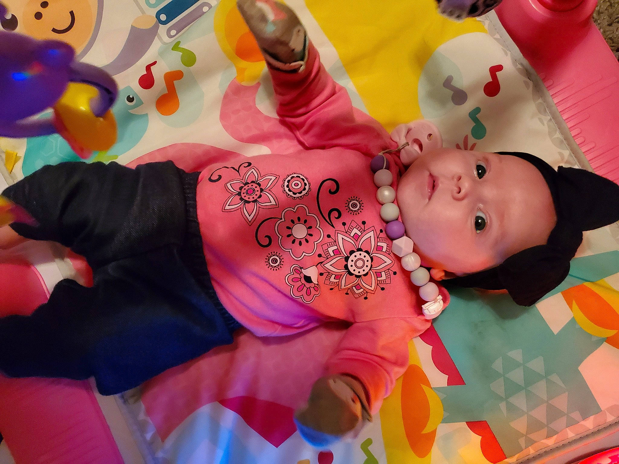 Haylee is registered to the contest to win money with this photo: baby, baby_products, baby_toddler_clothing, baby_toys, cheek, child, fun, happy, headwear, leisure, pattern, person, pink, play, room, smile, sweetness, textile, toddler, toy