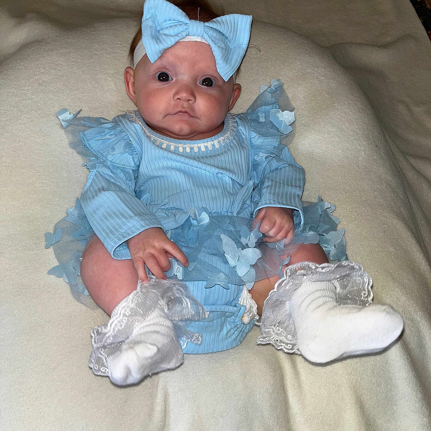 Aziniyah is registered to the contest to win money with this photo: baby, bed, blanket, bonnet, clothing, costume, dress, face, footwear, furniture, hat, head, hosiery, newborn, pants, person, photography, portrait, shoe, sock