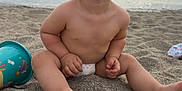 Timaë participe au concours pour gagner de l'argent avec cette photo : toddler, child, beach, sand, ocean, bucket, barefoot, diaper, smile, sunlight, water, sky, play, summer, outdoors, fun, vacation, sea, cute, happy