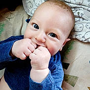 Constantine joined the competition — help win amazing prizes! baby, infant, blue_sweater, cheeks, hands, fists, smiling, eyes, blanket, animal_print, cozy, cute, portrait, child, indoor, happy, skin, person, cute_expression, toddler