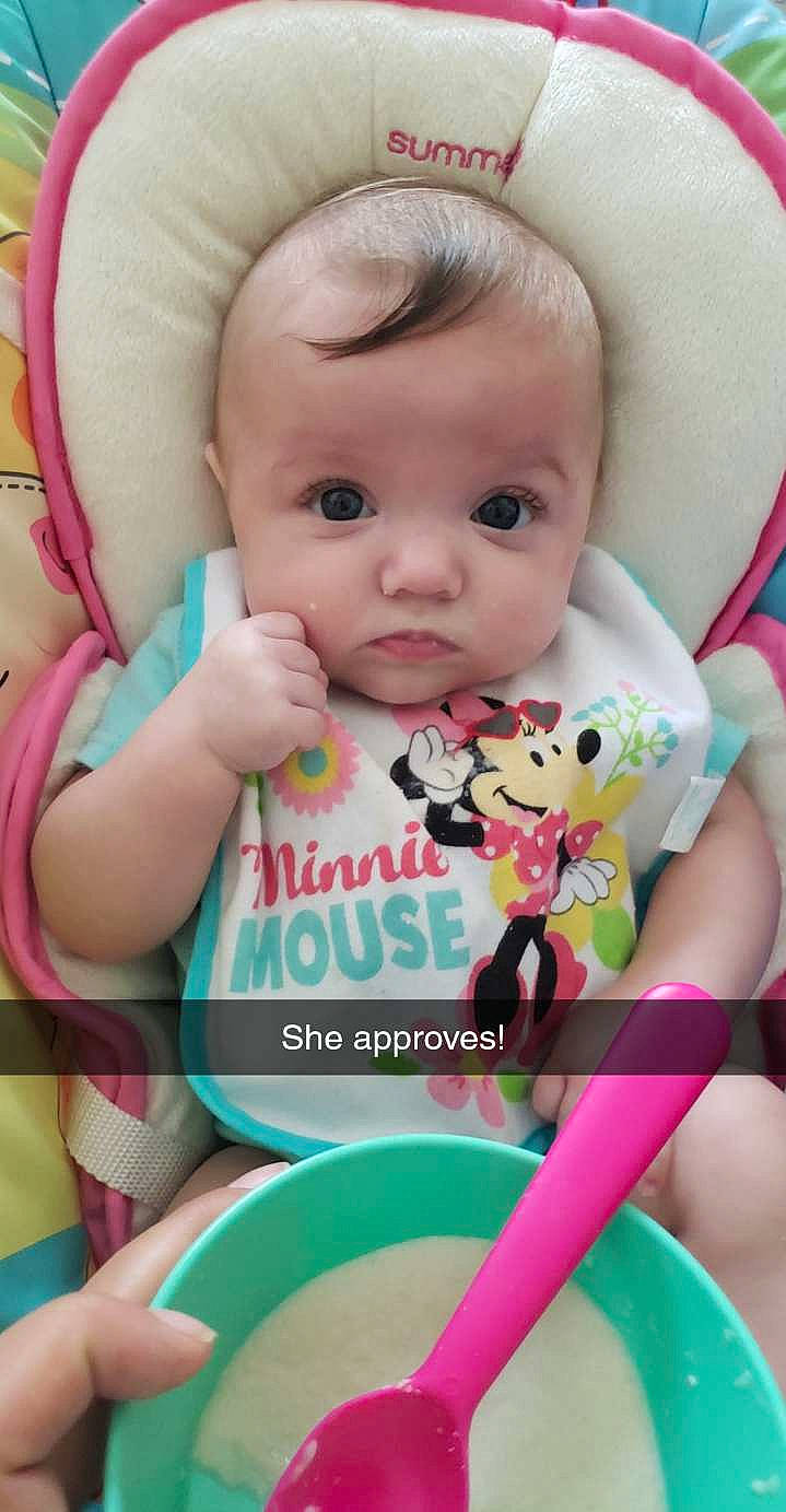 Kennady is registered to the contest to win money with this photo: baby, baby_food, baby_products, cheek, child, eating, person, play, product, smile, toddler