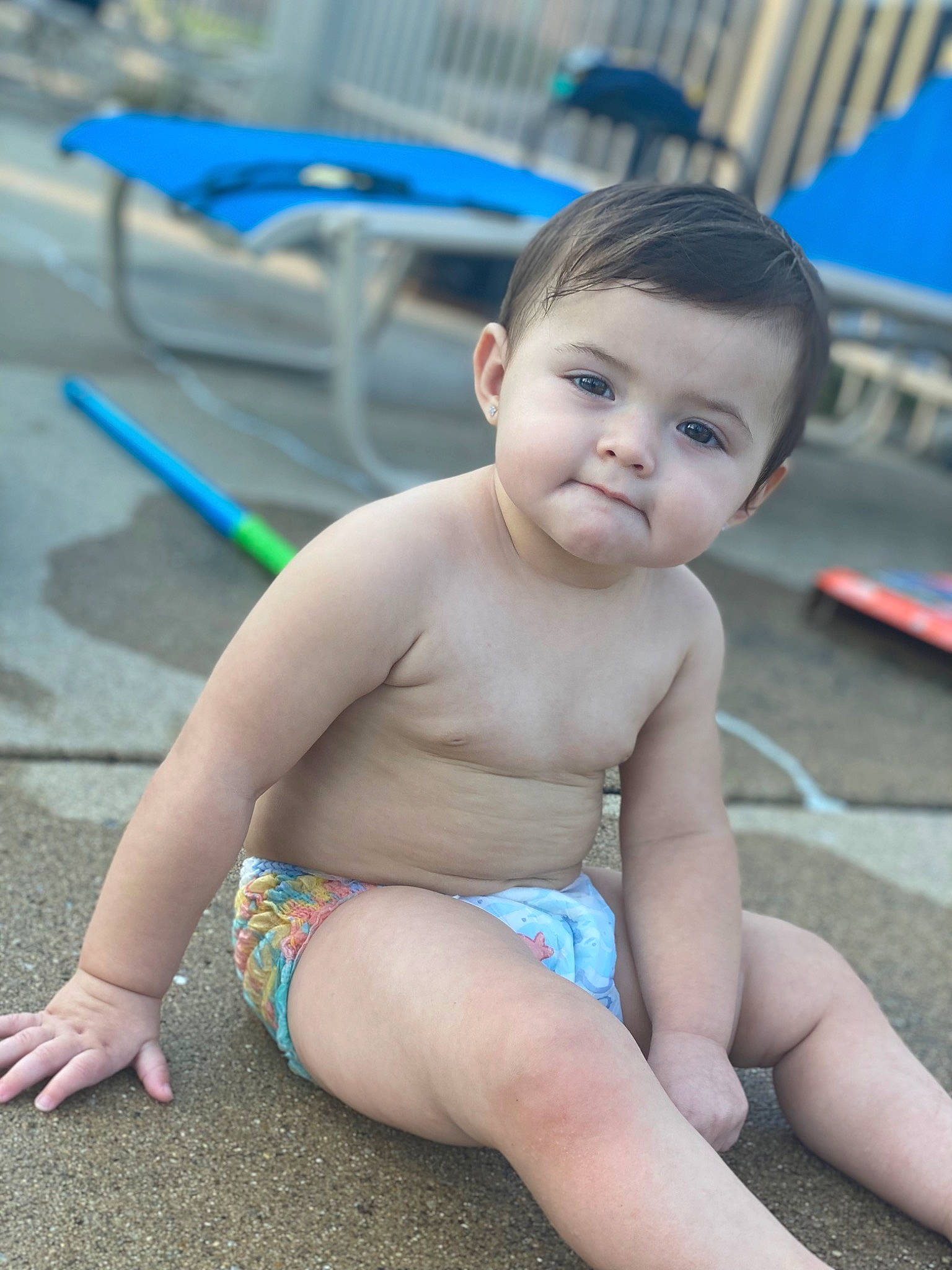 Amarionna joined the competition — help win amazing prizes! abdomen, baby, barechested, barefoot, blue, chest, child, eye, foot, fun, grass, head, human_leg, joint, knee, leisure, person, skin, thigh, toddler