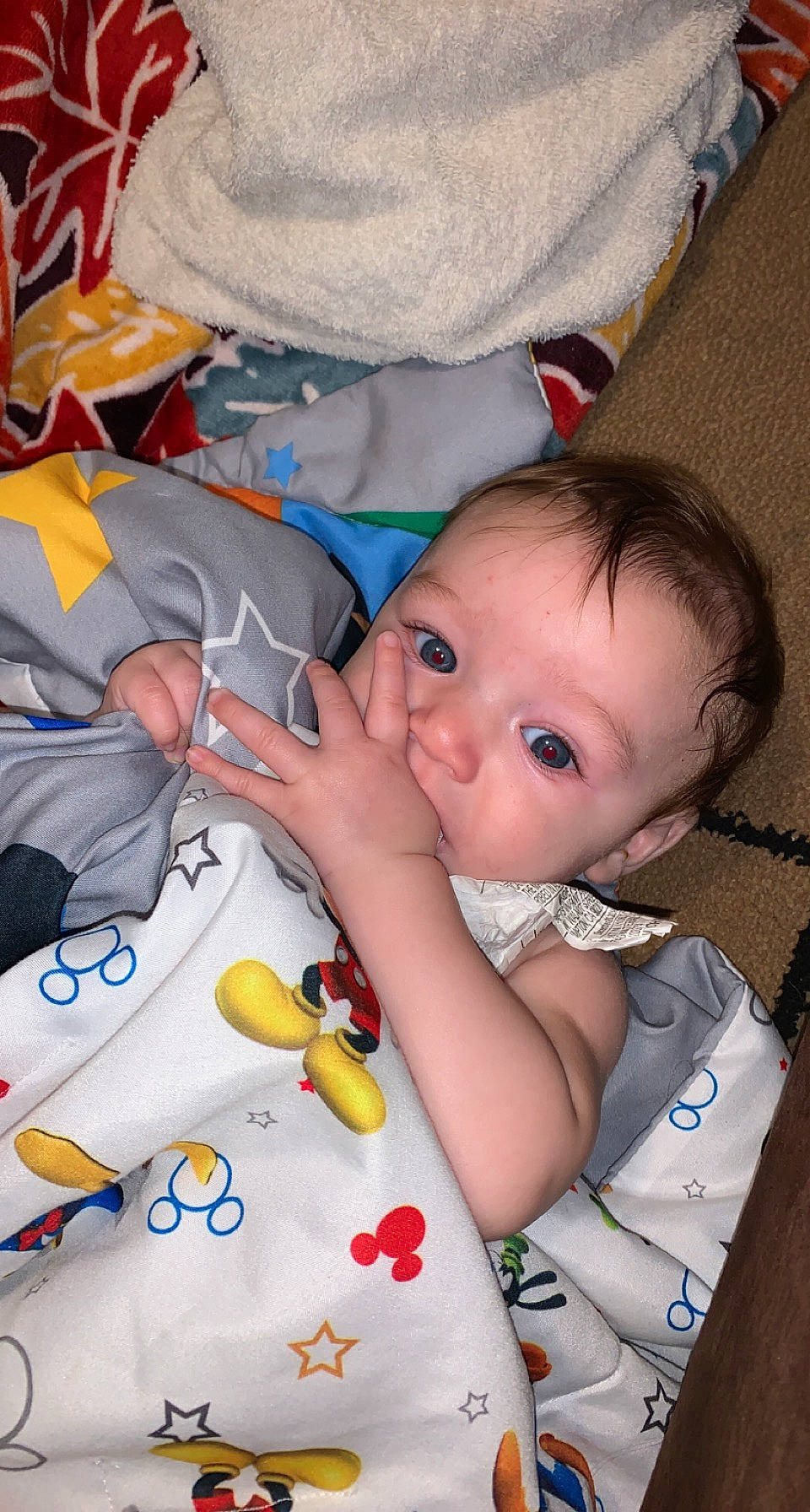 Kaylee is registered to the contest to win money with this photo: baby, baby_products, baby_toddler_clothing, cheek, child, comfort, finger, fun, hairstyle, happy, head, lip, mouth, nail, nose, person, sitting, skin, textile, toddler