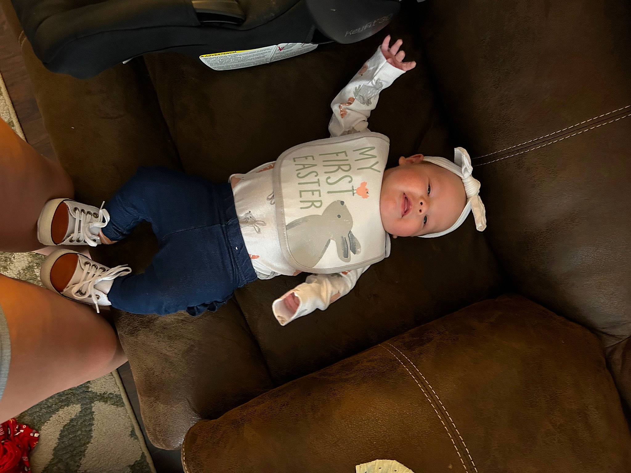 Skyler joined the competition — help win amazing prizes! auto_part, automotive_design, baby, car_seat, comfort, couch, family_car, fun, human_leg, knee, lap, luxury_vehicle, motor_vehicle, person, shorts, sitting, sock, thigh, toddler, vehicle_door