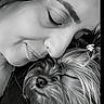 affection, animal, black_and_white, calm, close_up, closed_eyes, companionship, cute, dog, face, friendship, furry, hair, intimate, long_hair, love, peaceful, pet, portrait, woman
