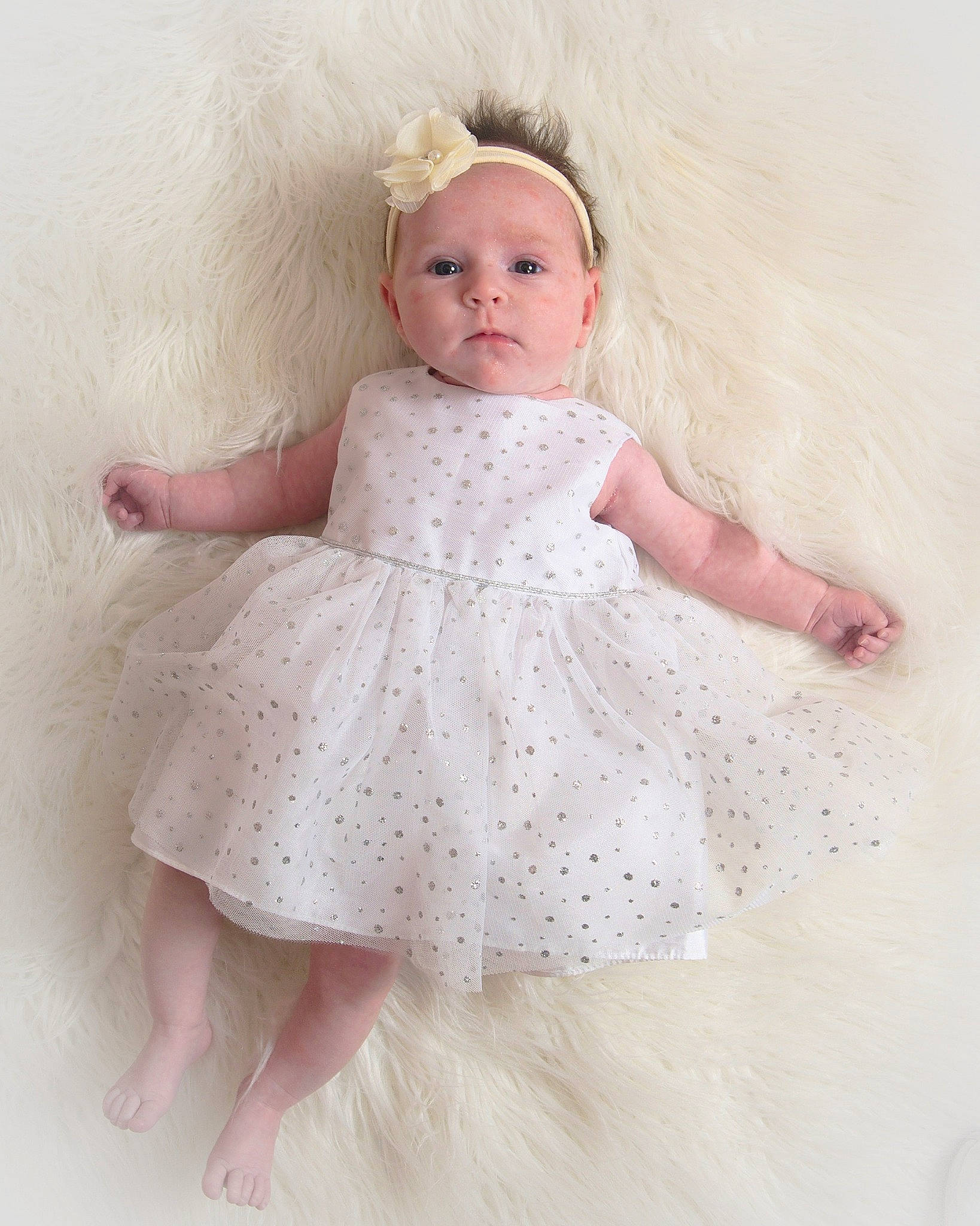 Kinslee joined the competition — help win amazing prizes! baby, baby_toddler_clothing, blond, bridal_party_dress, child, clothing, dress, gown, hair_accessory, joint, lace, person, pink, product, skin, toddler, white