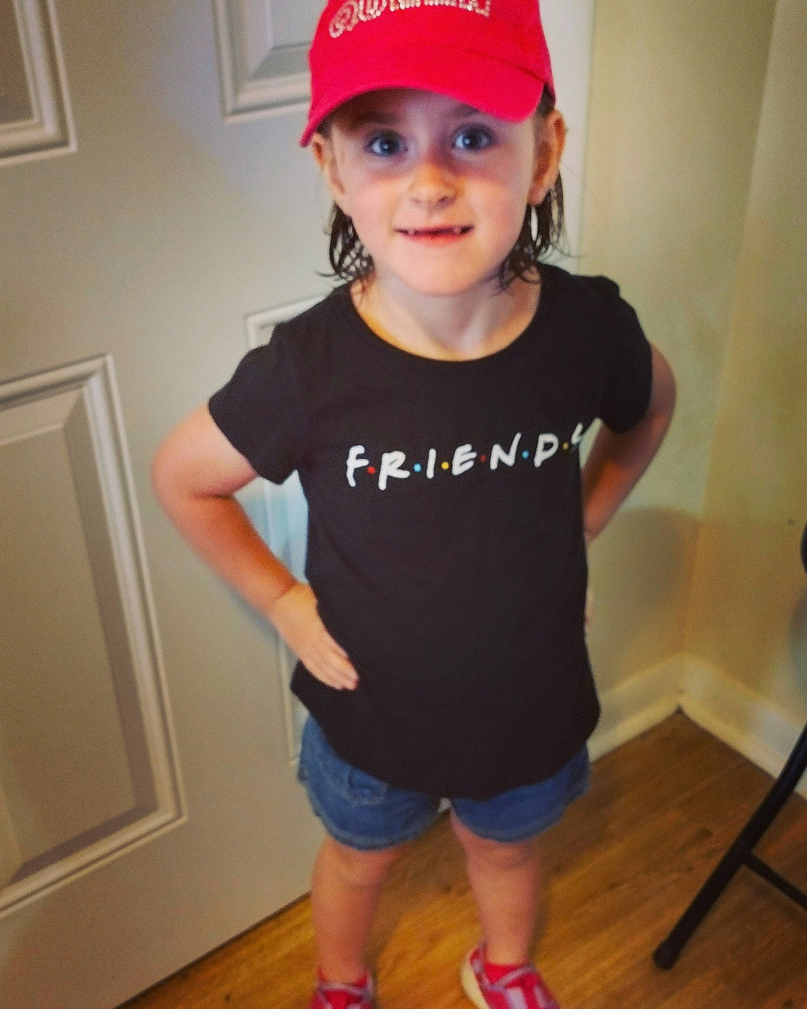 Kinslee is registered to the contest to win money with this photo: baby_toddler_clothing, baseball_cap, cap, child, clothing, cool, door, electric_blue, eye, face, hair, happy, head, headwear, joy, lip, neck, person, sleeve, smile