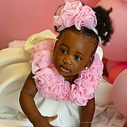Jasmine joined the competition — help win amazing prizes! accessories, baby, background, balloons, child, crawling, cute, dress, earrings, flowers, hair, hand, happy, headband, indoors, pink, portrait, skin, smiling, toddler