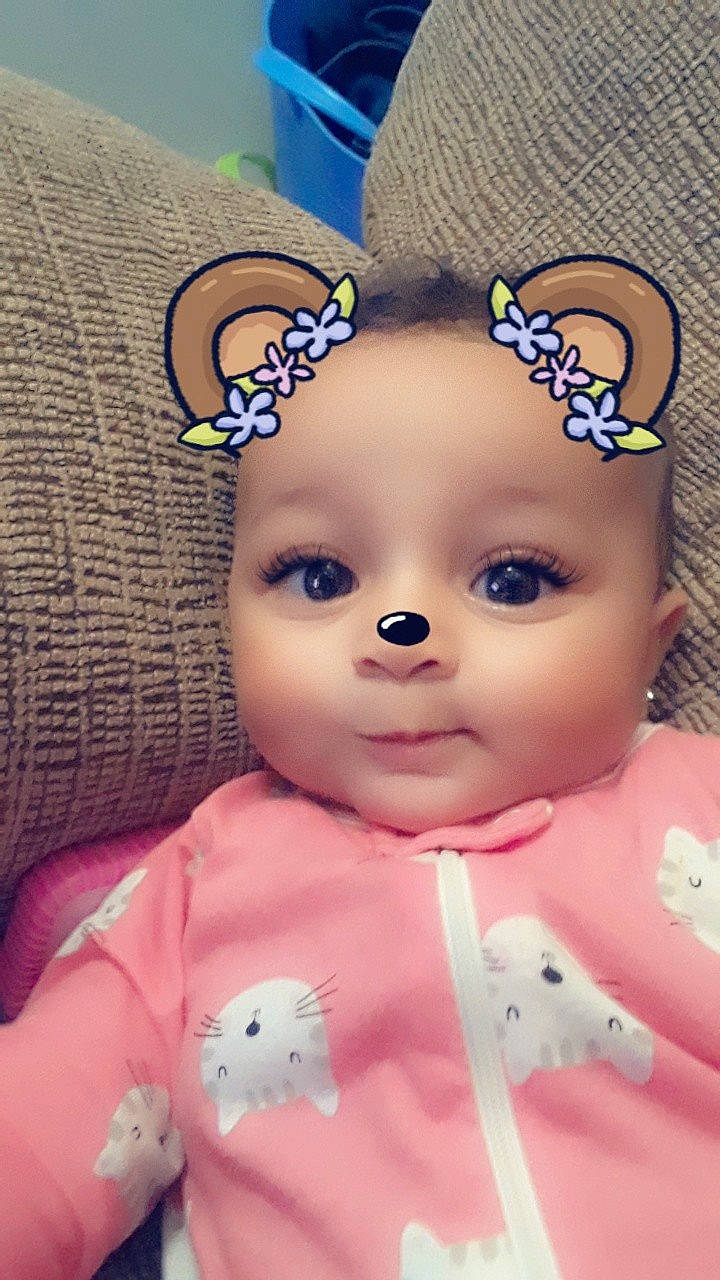 Akilah joined the competition — help win amazing prizes! cheek, child, close_up, doll, eye, eyebrow, face, forehead, head, human_hair_color, infant, lip, mouth, nose, organ, person, pink, skin, smile, toddler