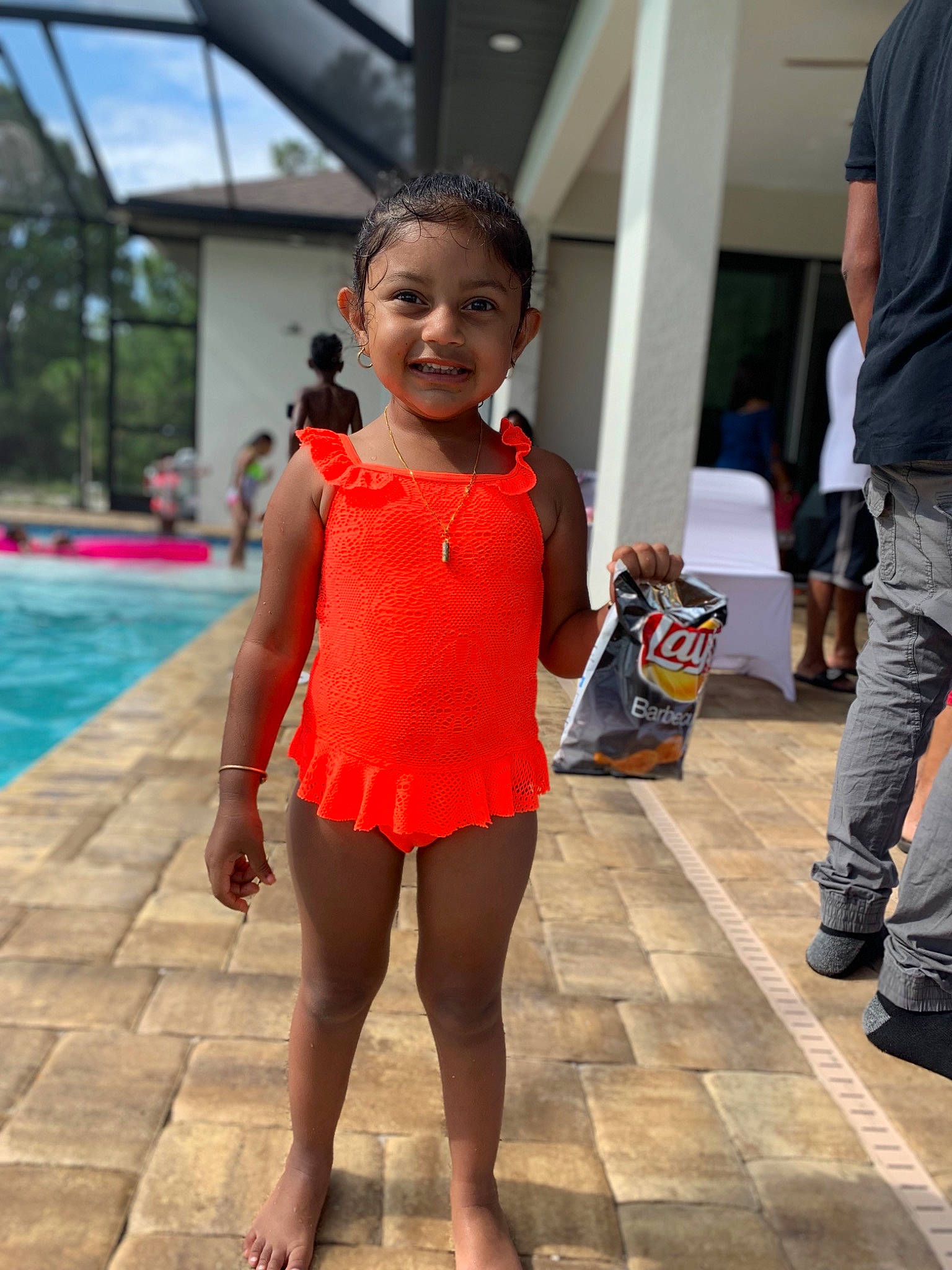 Clarissa joined the competition — help win amazing prizes! child, child_model, clothing, fun, joy, leg, leisure, person, recreation, swimming_pool, swimwear, thigh, vacation