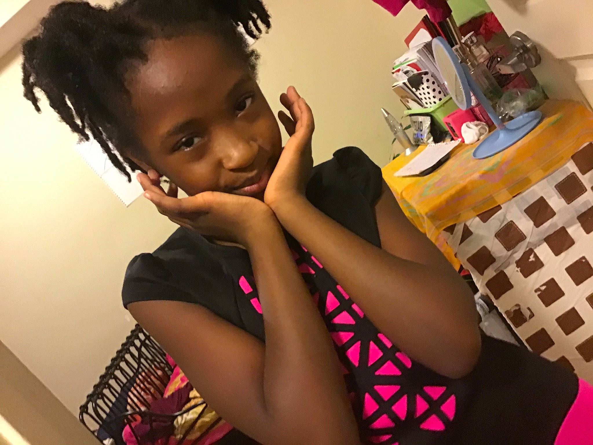 Azaria is registered to the contest to win money with this photo: beauty, black, black_hair, child, cool, eyebrow, hair, hairstyle, happy, human_leg, leg, lip, long_hair, model, person, photo_shoot, photography, selfie, sitting, skin