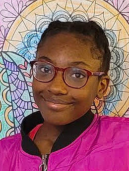 Saunte joined the competition — help win amazing prizes! cheek, chin, cool, eyebrow, eyewear, facial_expression, forehead, glasses, hairstyle, happy, iris, joy, magenta, organ, pattern, person, pink, purple, style, temple