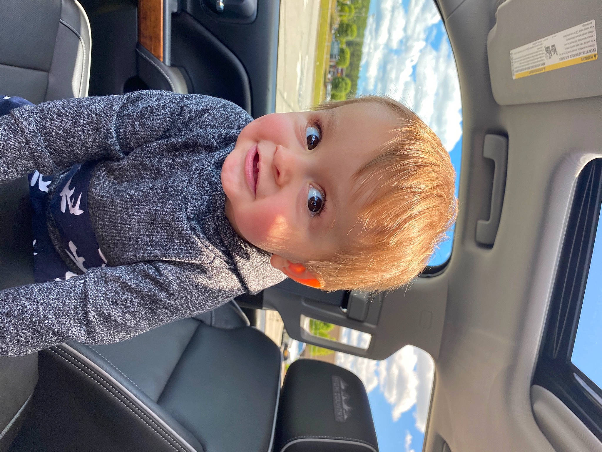 Canaan is registered to the contest to win money with this photo: auto_part, baby, baby_in_car_seat, car_seat, car_seat_cover, child, family_car, head_restraint, person, seat_belt, toddler
