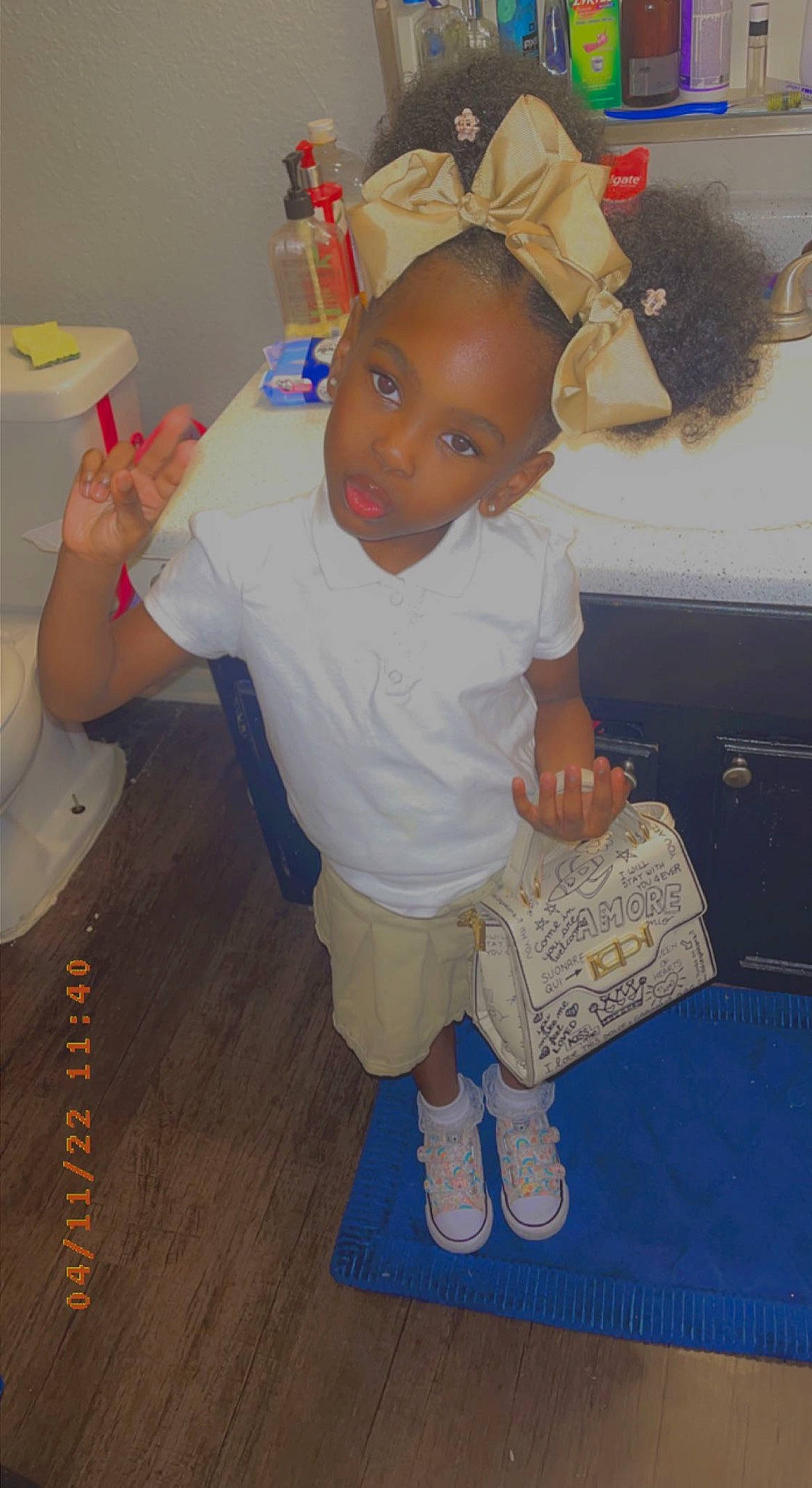 Paizley joined the competition — help win amazing prizes! baby, baby_toddler_clothing, cheek, child, floor, flooring, fun, happy, hardwood, human_body, joint, leg, mouth, nose, person, play, skin, t_shirt, thumb, toddler