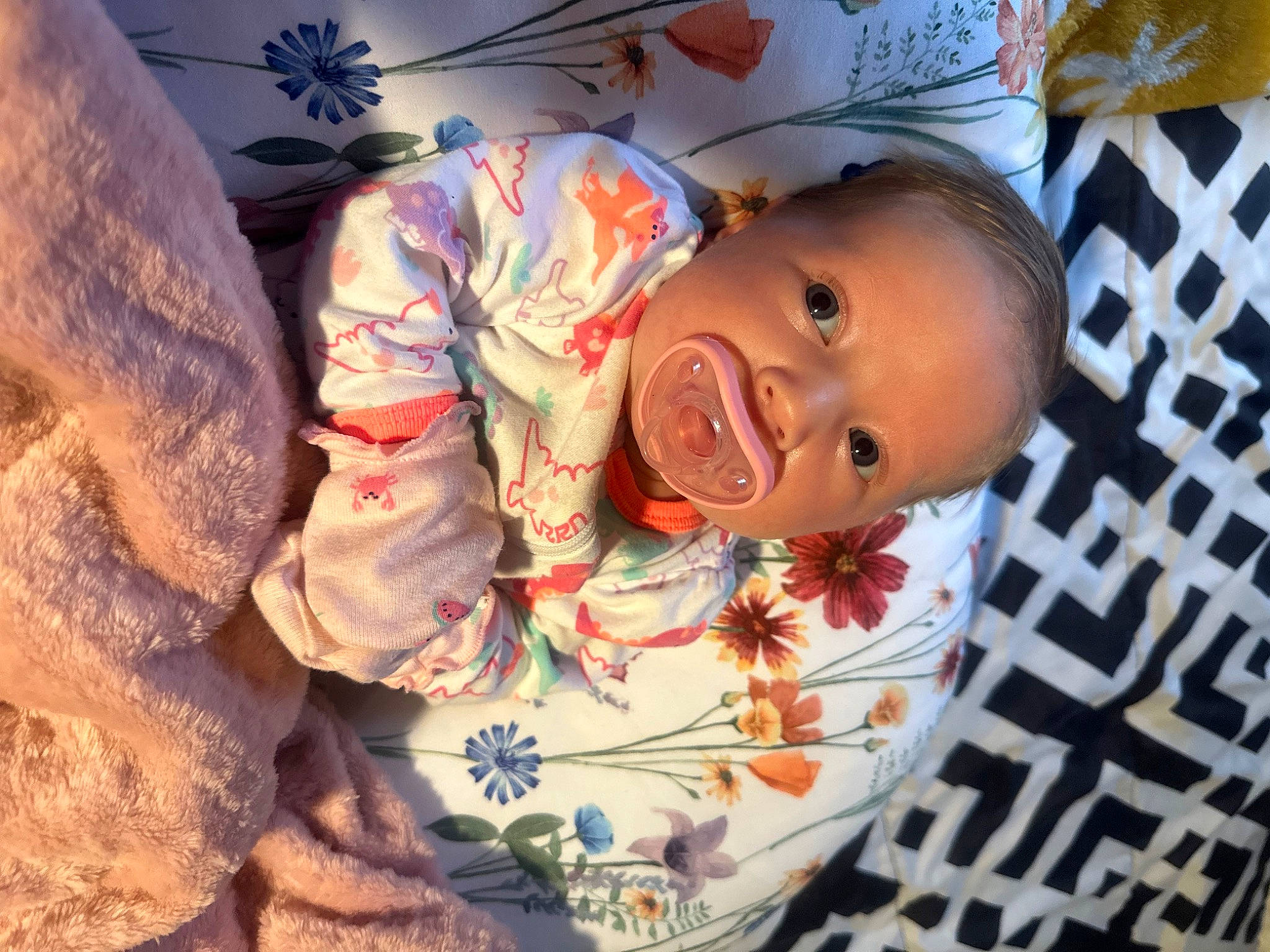 Falynn joined the competition — help win amazing prizes! baby, baby_products, baby_toddler_clothing, cheek, child, fun, happy, iris, linens, mouth, nose, pattern, person, plant, room, skin, smile, textile, toddler