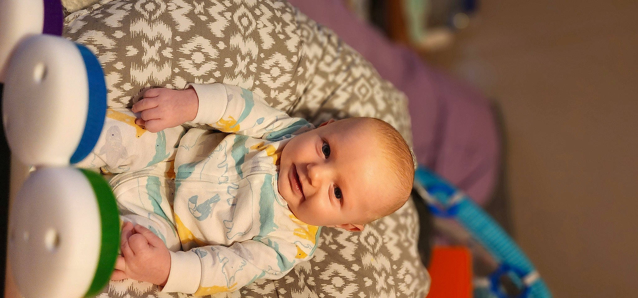 Luca is registered to the contest to win money with this photo: baby, baby_products, baby_toddler_clothing, bedtime, cheek, child, comfort, finger, happy, iris, nose, pattern, person, room, sitting, skin, sleep, smile, toddler, tree