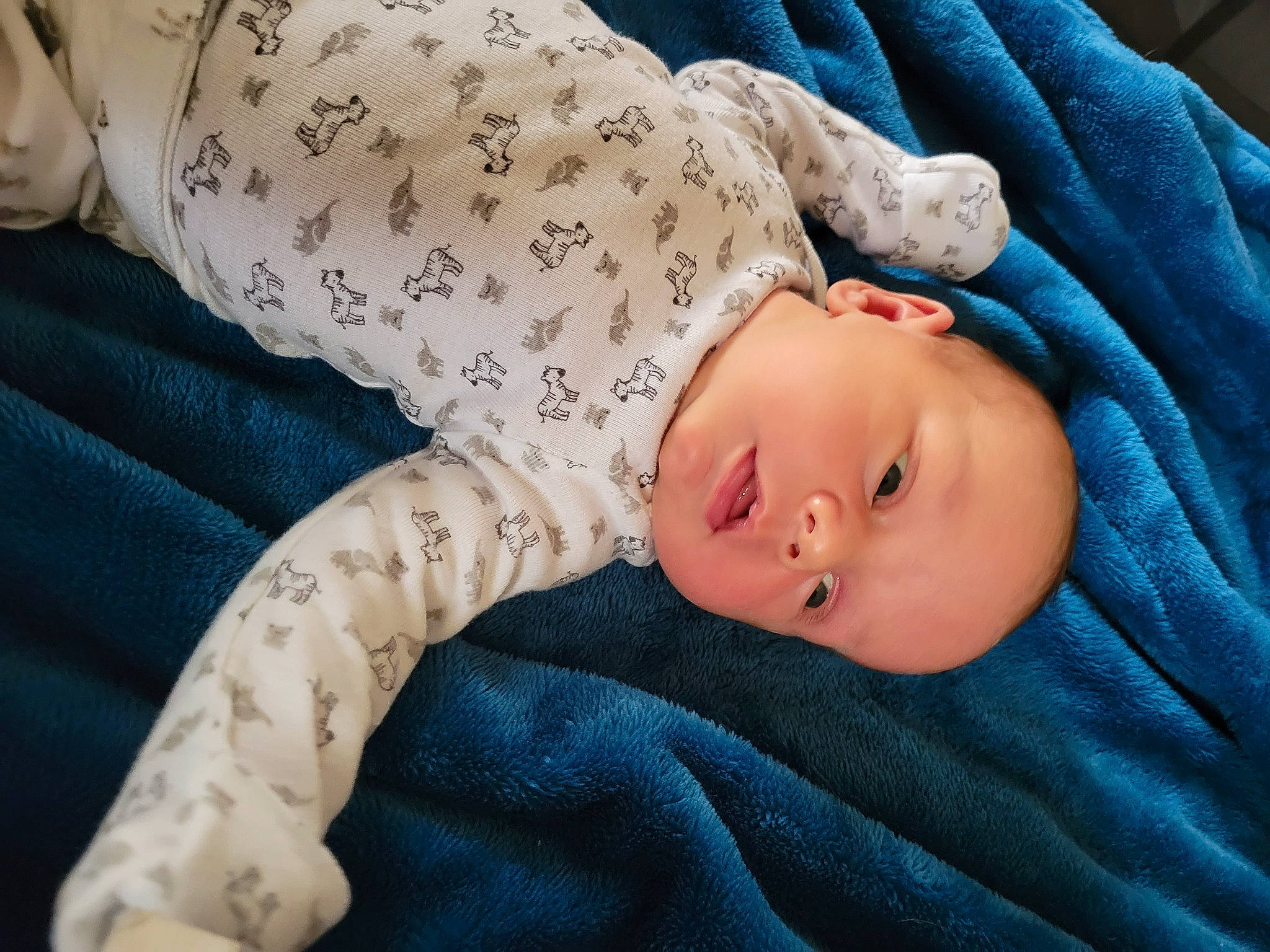 Colter is registered to the contest to win money with this photo: baby, baby_sleeping, baby_toddler_clothing, bedding, bedtime, cheek, child, comfort, electric_blue, face, fur, linens, pattern, person, room, skin, sleeve, toddler, white, wood