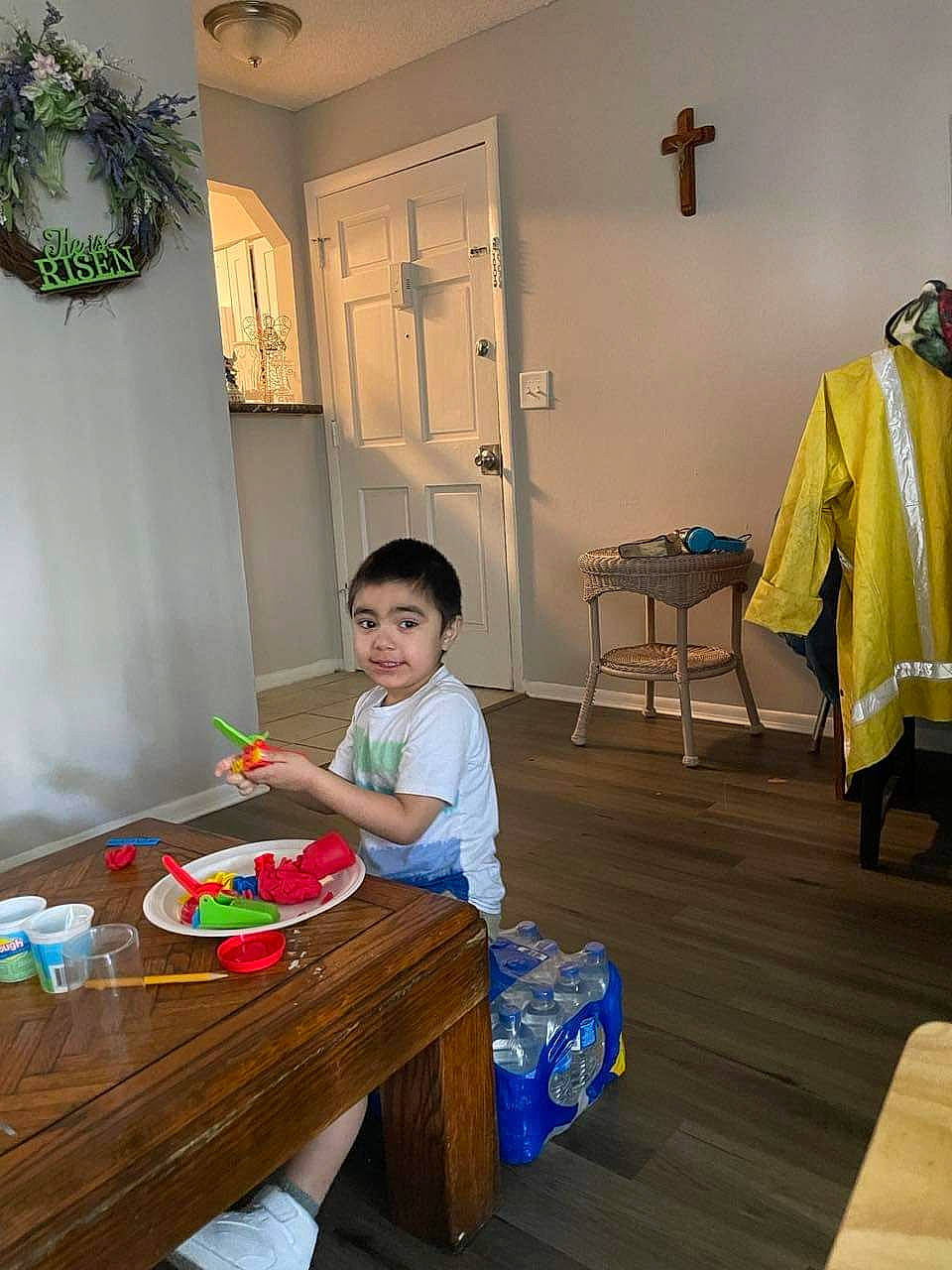 Gustavo joined the competition — help win amazing prizes! chair, child, door, event, flooring, hardwood, home, house, leisure, living_room, person, picture_frame, play, room, sitting, table, tableware, toddler, wood, wood_flooring