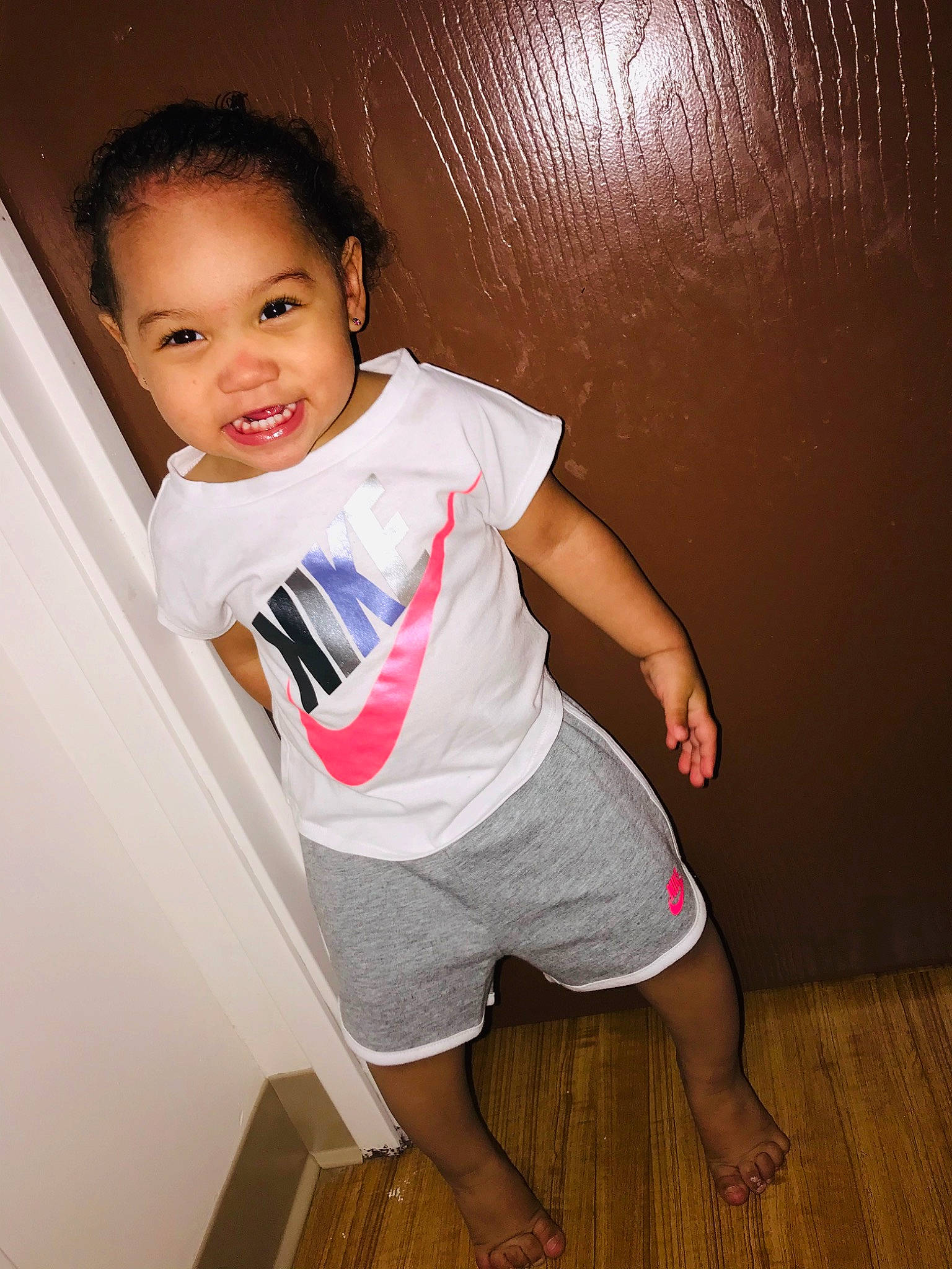 Mariana joined the competition — help win amazing prizes! baby, child, fun, joy, leg, nose, person, skin, smile, standing, toddler