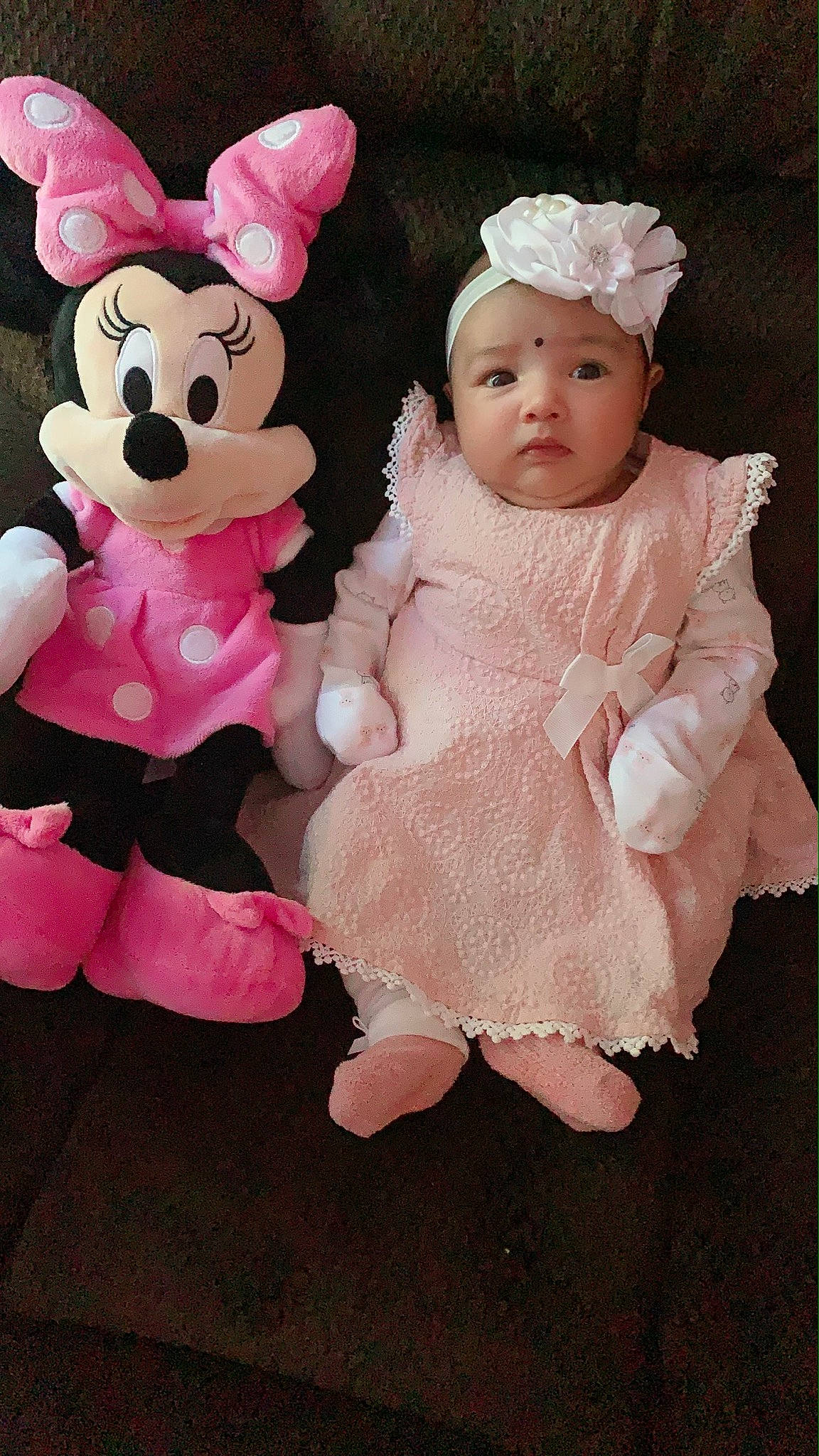 Emani joined the competition — help win amazing prizes! baby, child, costume, doll, headwear, person, pink, smile, stuffed_toy, toddler, toy