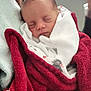 Emy participe au concours pour gagner de l'argent avec cette photo : adult_hand, baby, blanket, care, closeup, cozy, gentle, human, indoor, infant, newborn, peaceful, person, portrait, red_blanket, sleeping, soft_texture, tender, white_cloth, wrapped