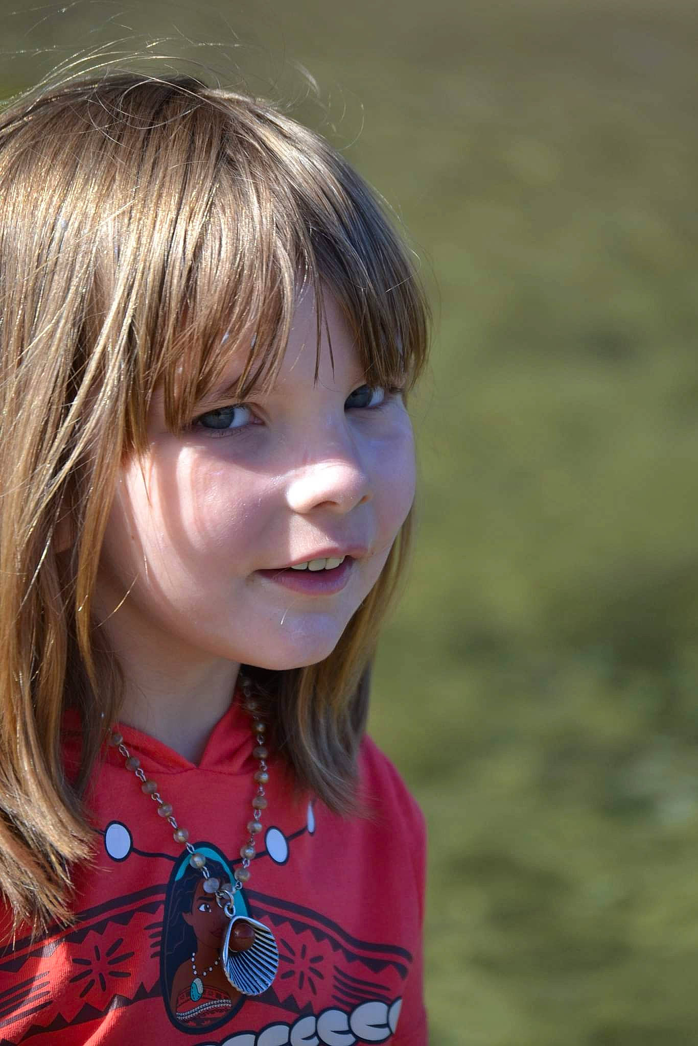 Abigail joined the competition — help win amazing prizes! bangs, cheek, child, chin, electric_blue, eyebrow, eyelash, flash_photography, fun, happy, iris, layered_hair, lip, long_hair, person, sleeve, smile, step_cutting, surfer_hair, t_shirt