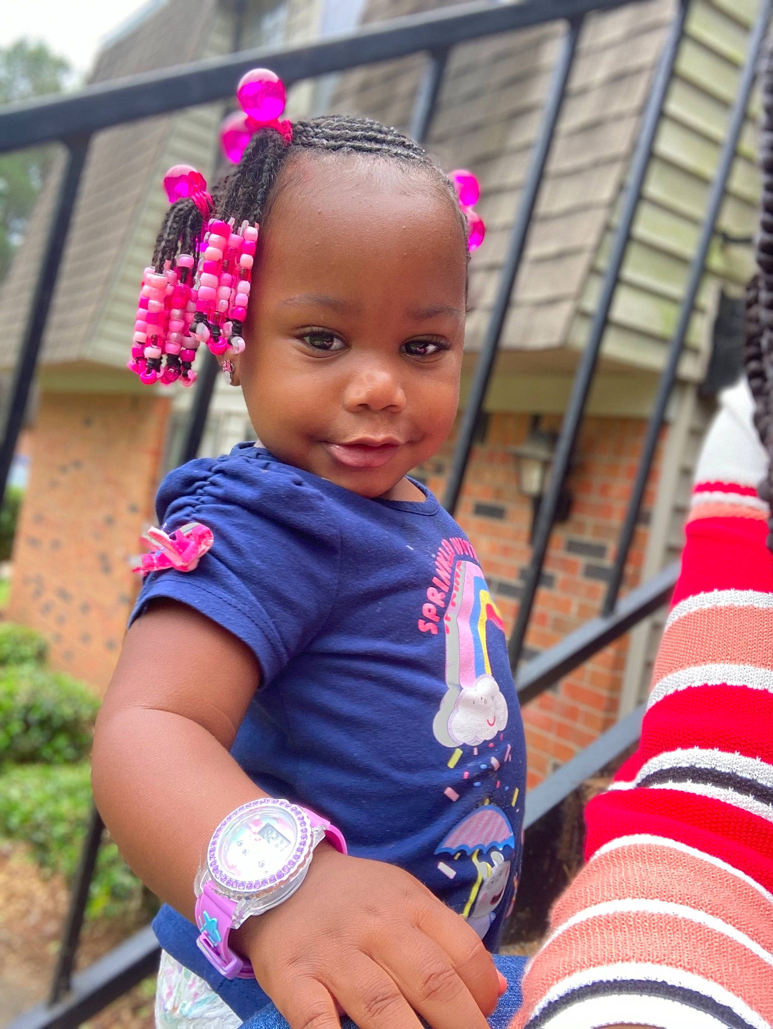 Brooklyn is registered to the contest to win money with this photo: baby_toddler_clothing, child, electric_blue, event, eye, facial_expression, fashion_accessory, fun, grass, hairstyle, happy, jewellery, leisure, magenta, person, pink, play, recreation, skin, toddler