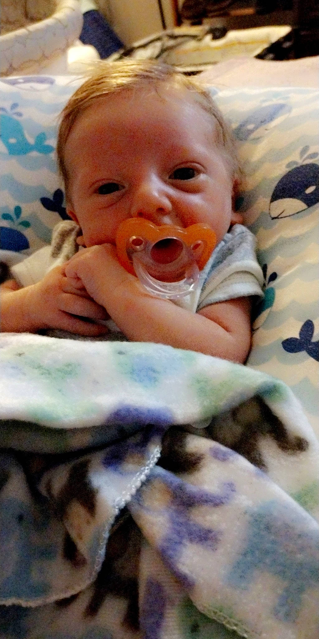 Austyn joined the competition — help win amazing prizes! baby, baby_toddler_clothing, bedding, cheek, child, comfort, face, happy, iris, linens, lip, mouth, nose, pattern, person, play, room, sitting, skin, textile