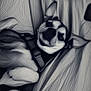 Tiny is registered to the contest to win money with this photo: dog, bed, blanket, cozy, lying_down, relaxed, ears, face, pet, animal, sleepy, indoor, resting, cute, fur, comfort, pillow, plaid, portrait, snuggled