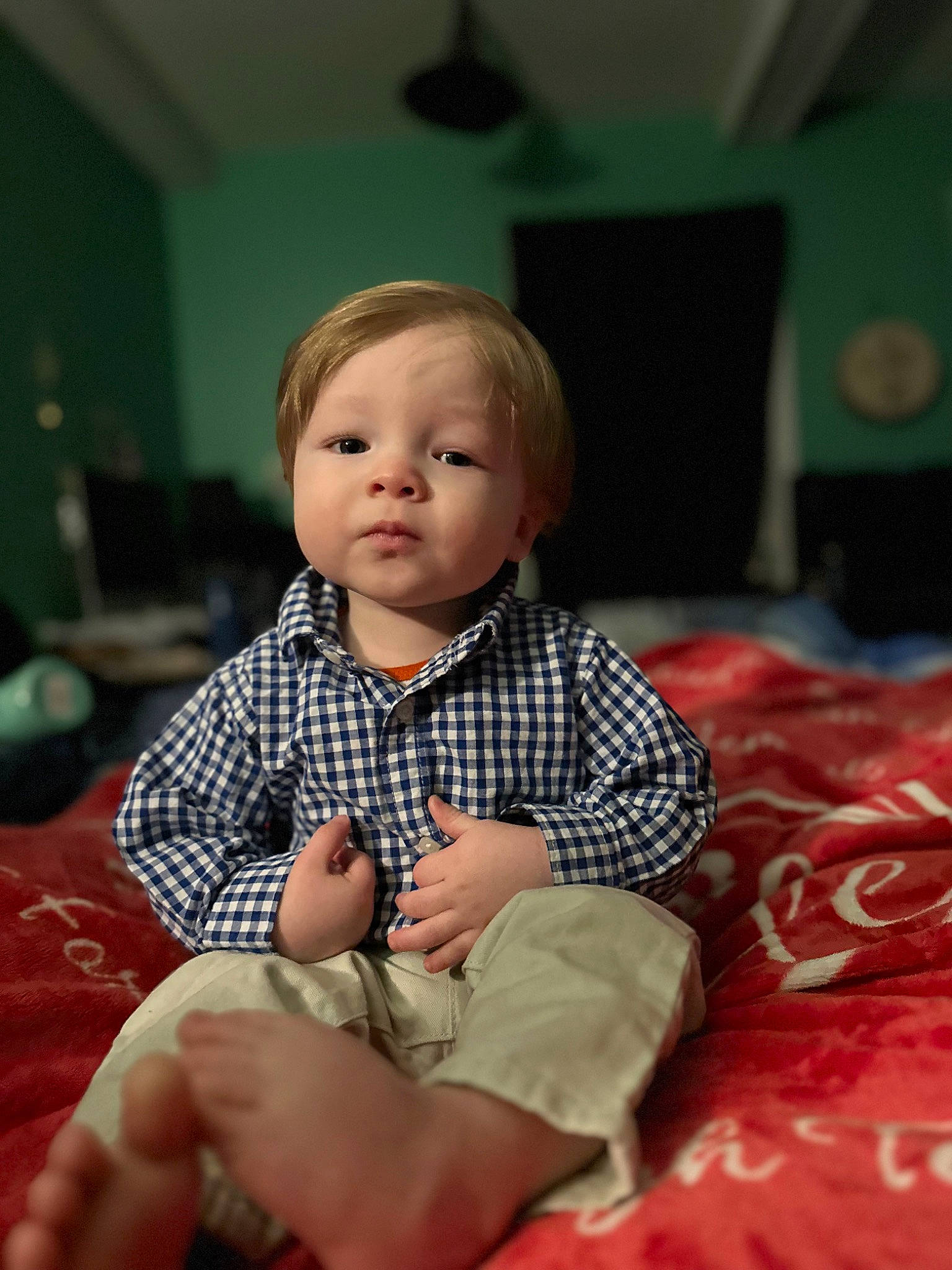 Logan joined the competition — help win amazing prizes! baby, baby_toddler_clothing, cheek, child, comfort, flash_photography, floor, flooring, foot, fun, human_leg, pattern, person, portrait_photography, room, sitting, skin, sleeve, sock, toddler